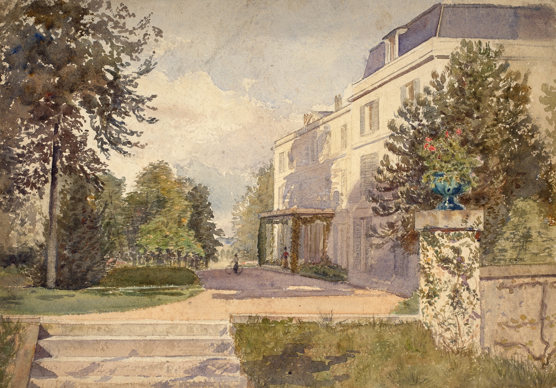 Vue d’un jardin autour d’une maison, oil on canvas by Guy De La Rochefoucauld