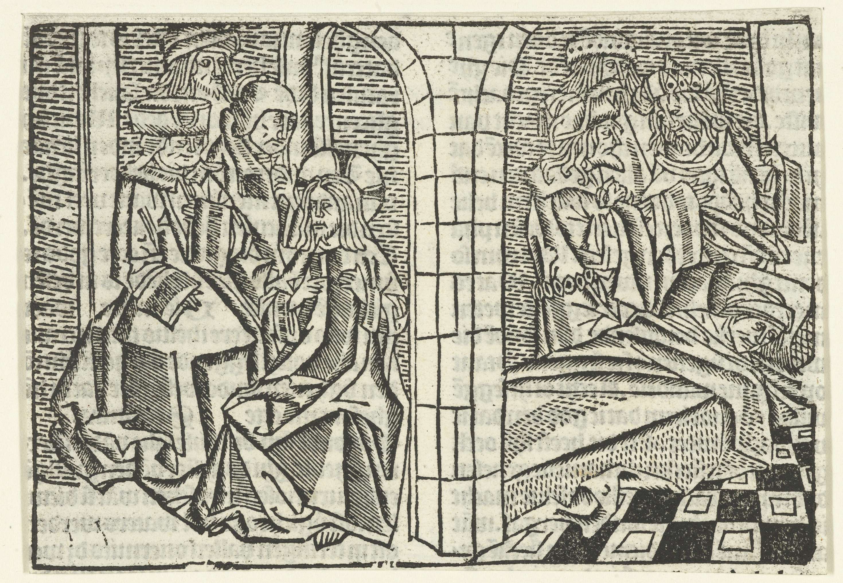 Religious scene depicting healing by Master of Delft, paper medium