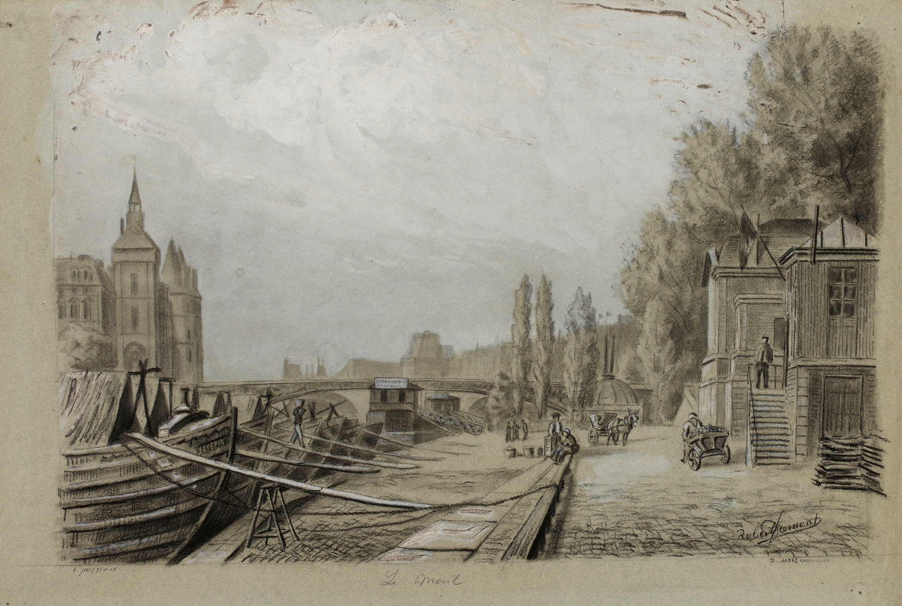 Landscape of Le Mail, quai de Gesvre by Robert Frémont, oil on canvas