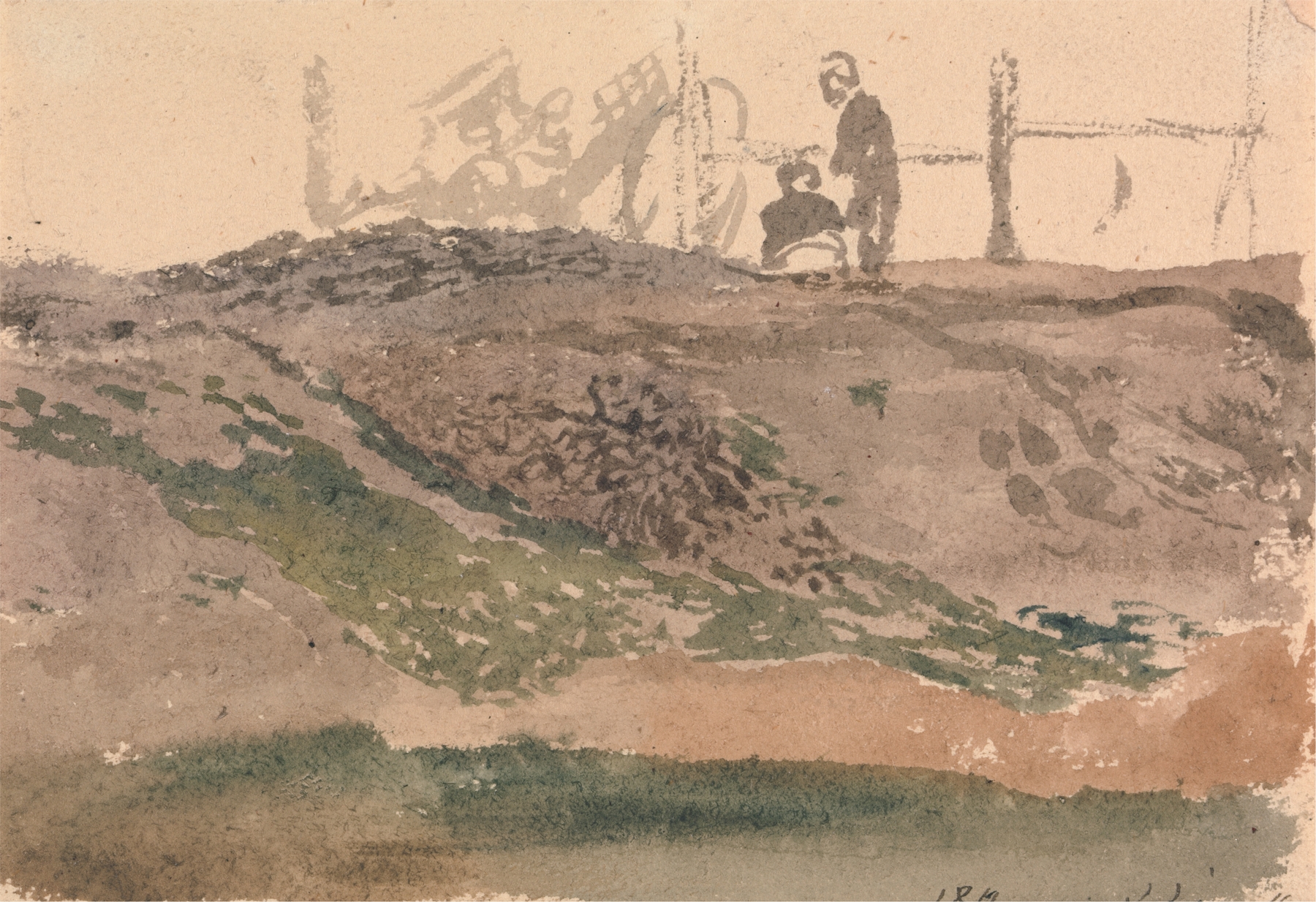 Figures on a Bank, Kensington Gravel Pits, by John Linnell, public domain