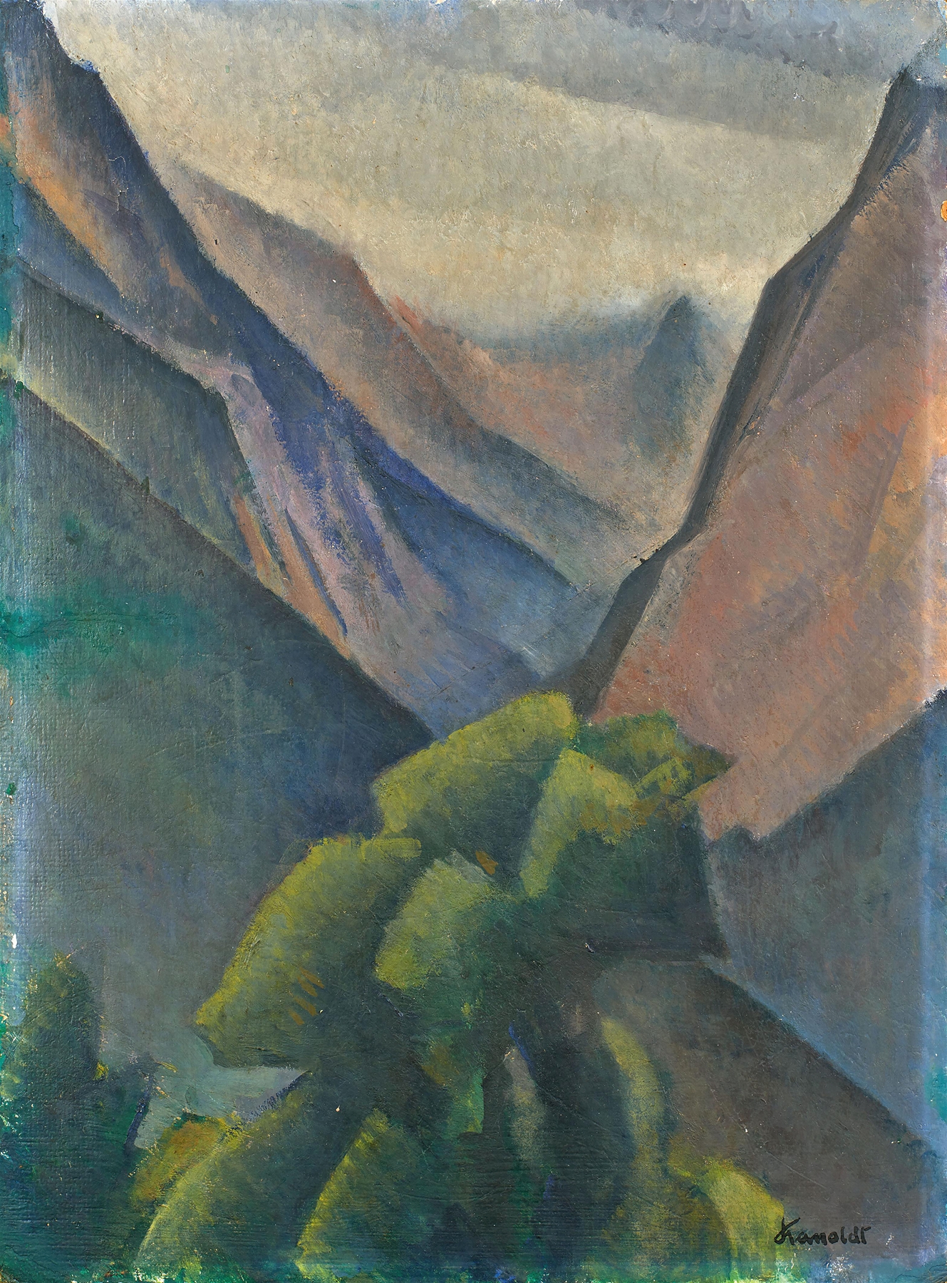 Gebirgsansicht, by Alexander Kanoldt, public domain