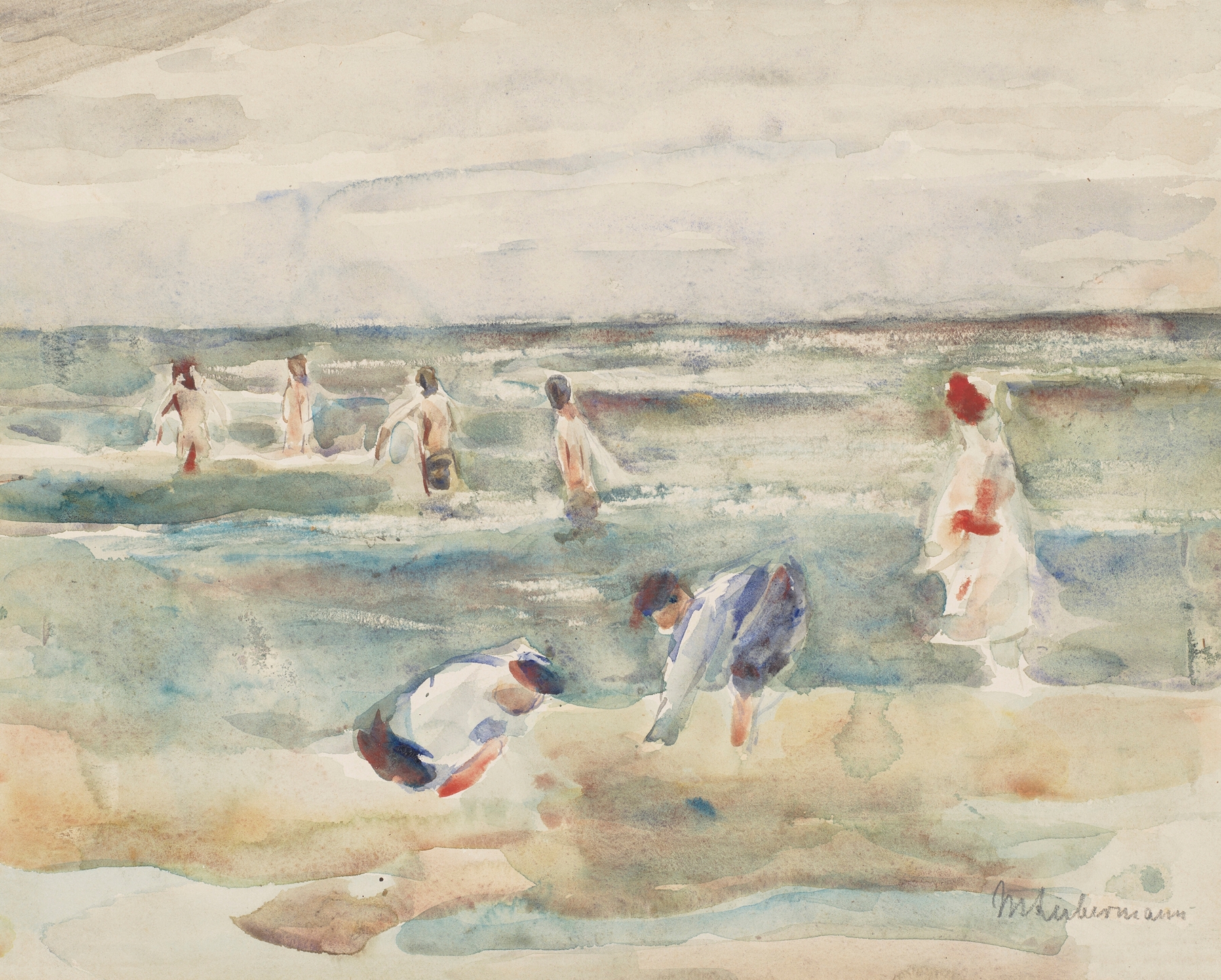 Spielende Kinder am Strand, by Max Liebermann, public domain