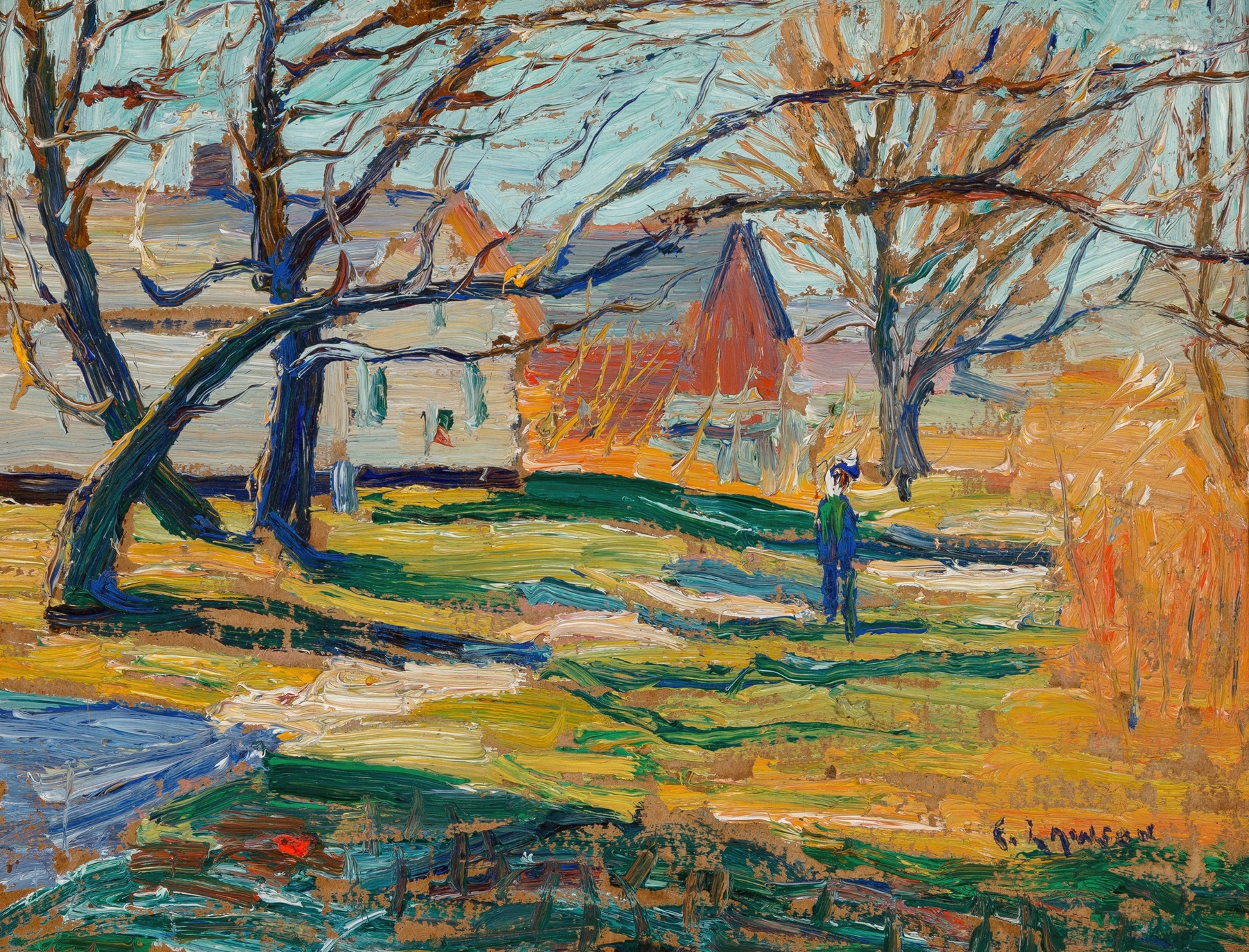Country Farmhouse, by Ernest Lawson, public domain