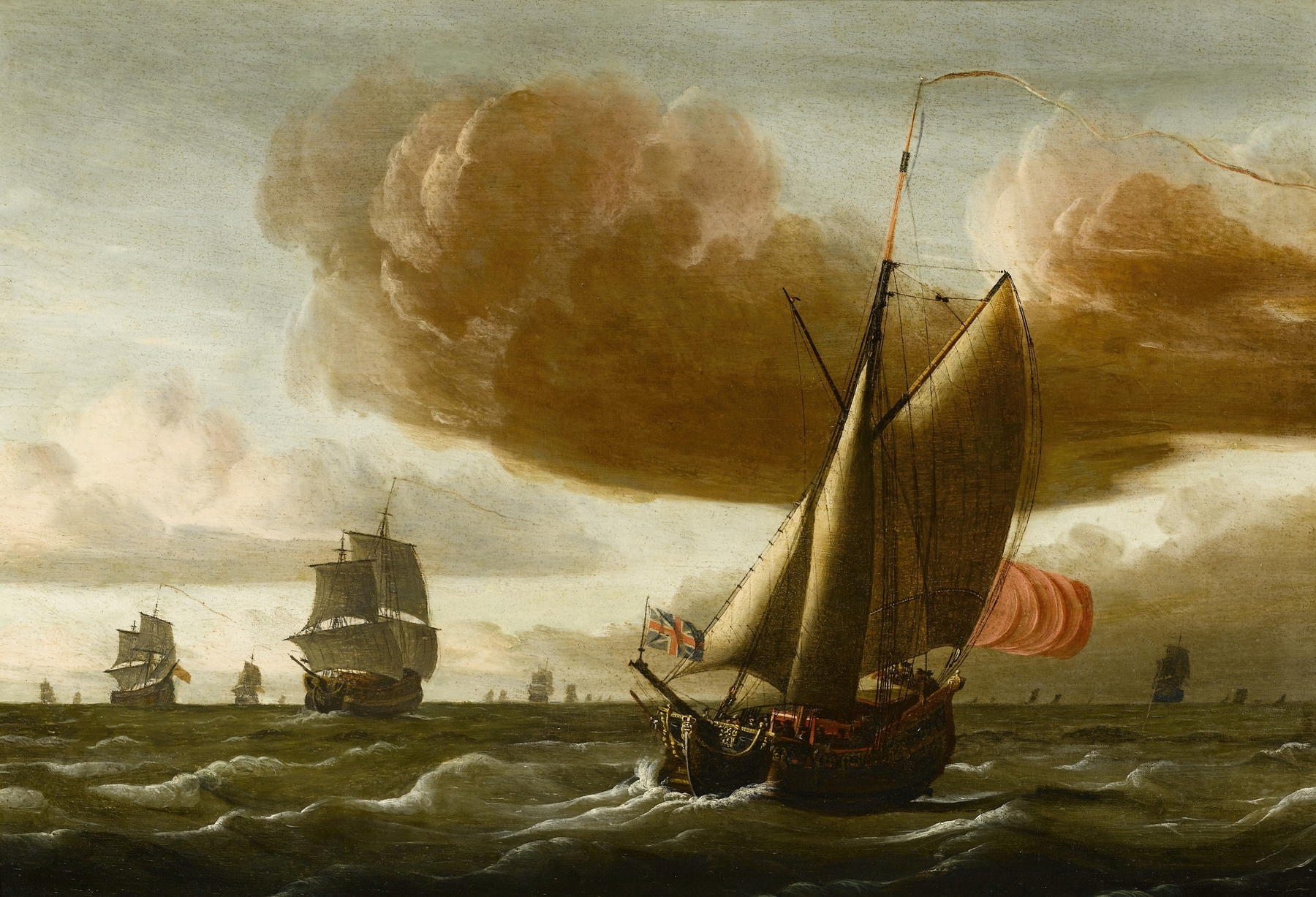 Ships at Sea, by Ludolf Backhuysen, public domain