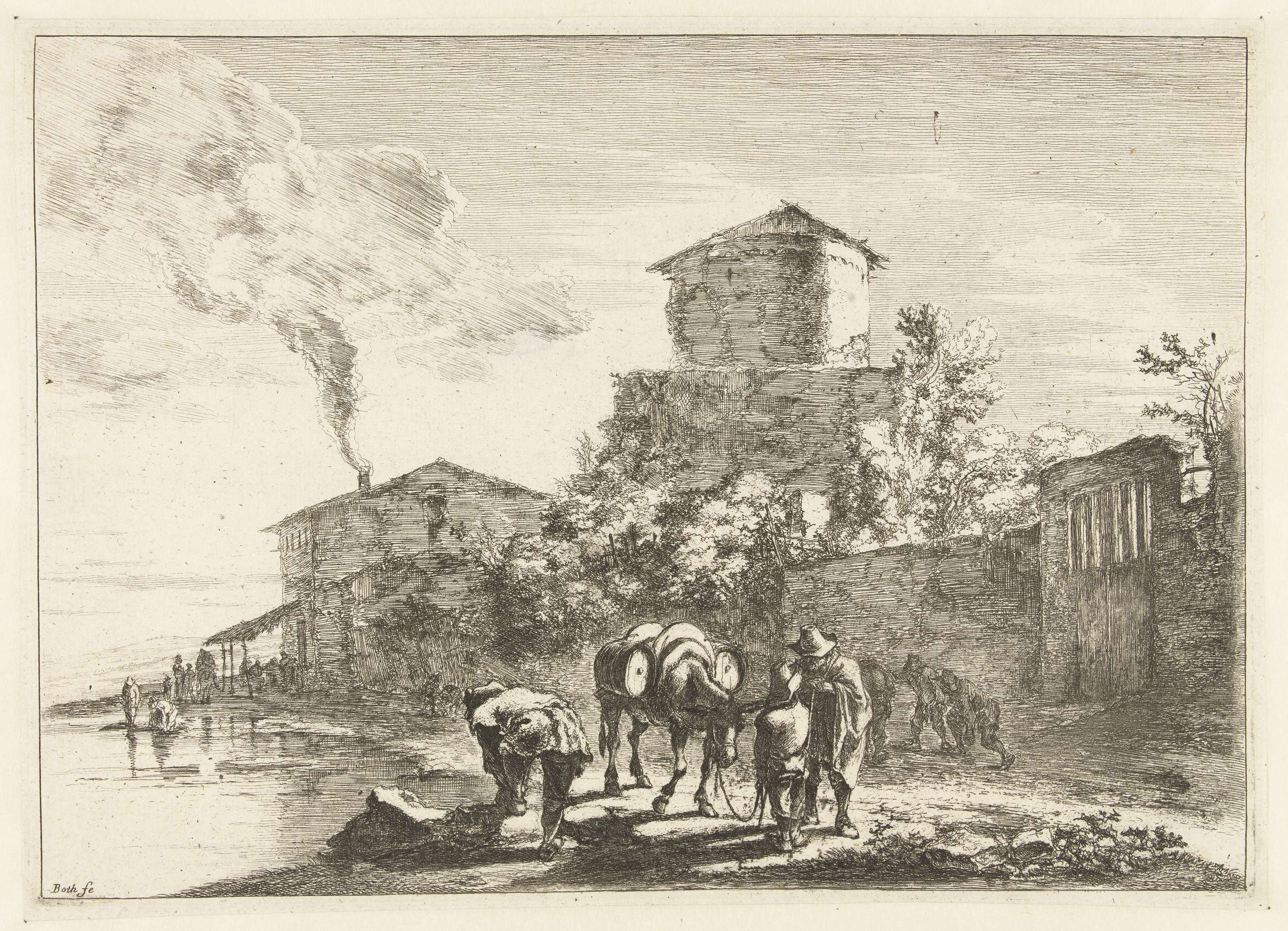 Mannen en een muilezel bij de Via Appia, by Jan Both, public domain