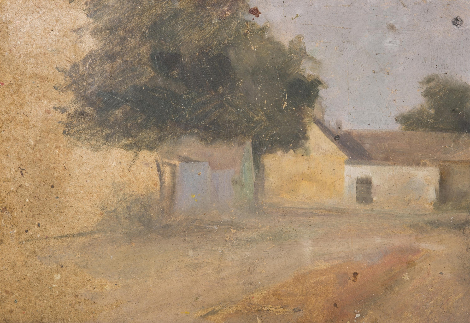 Landscape depicting a sunset over a village, oil painting by Karl Maria Thuma