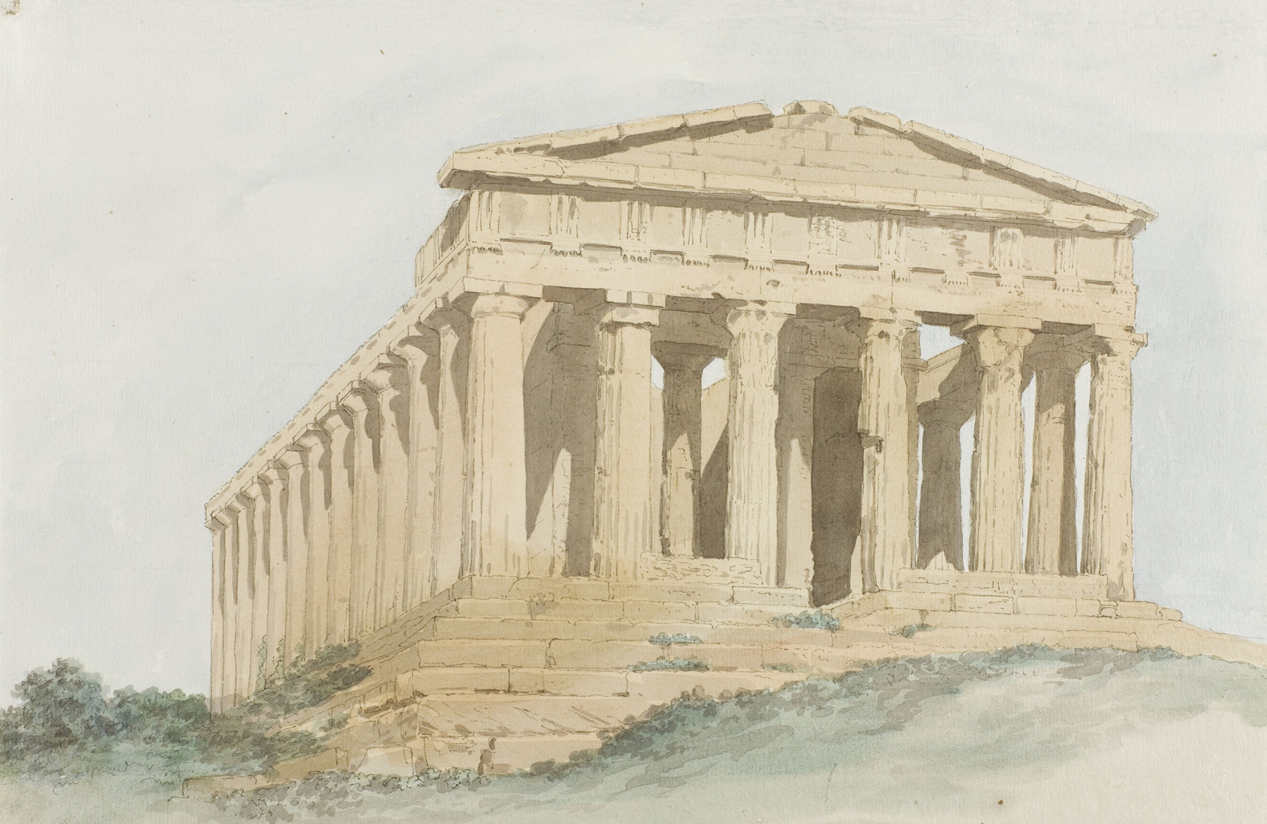 Concorde tempel binnen muren van oude Agrigentum by Abraham-Louis-Rodolphe Ducros, oil painting