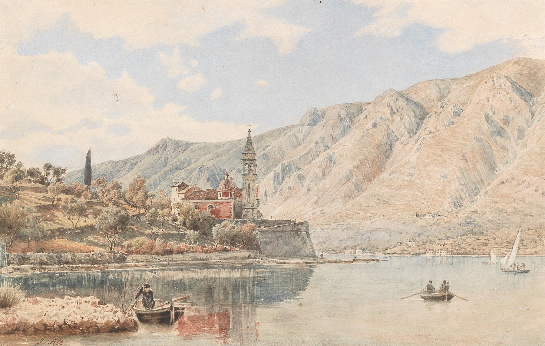A view of Monte Pellegrino seen from Palermo, by Jakob Alt, public domain