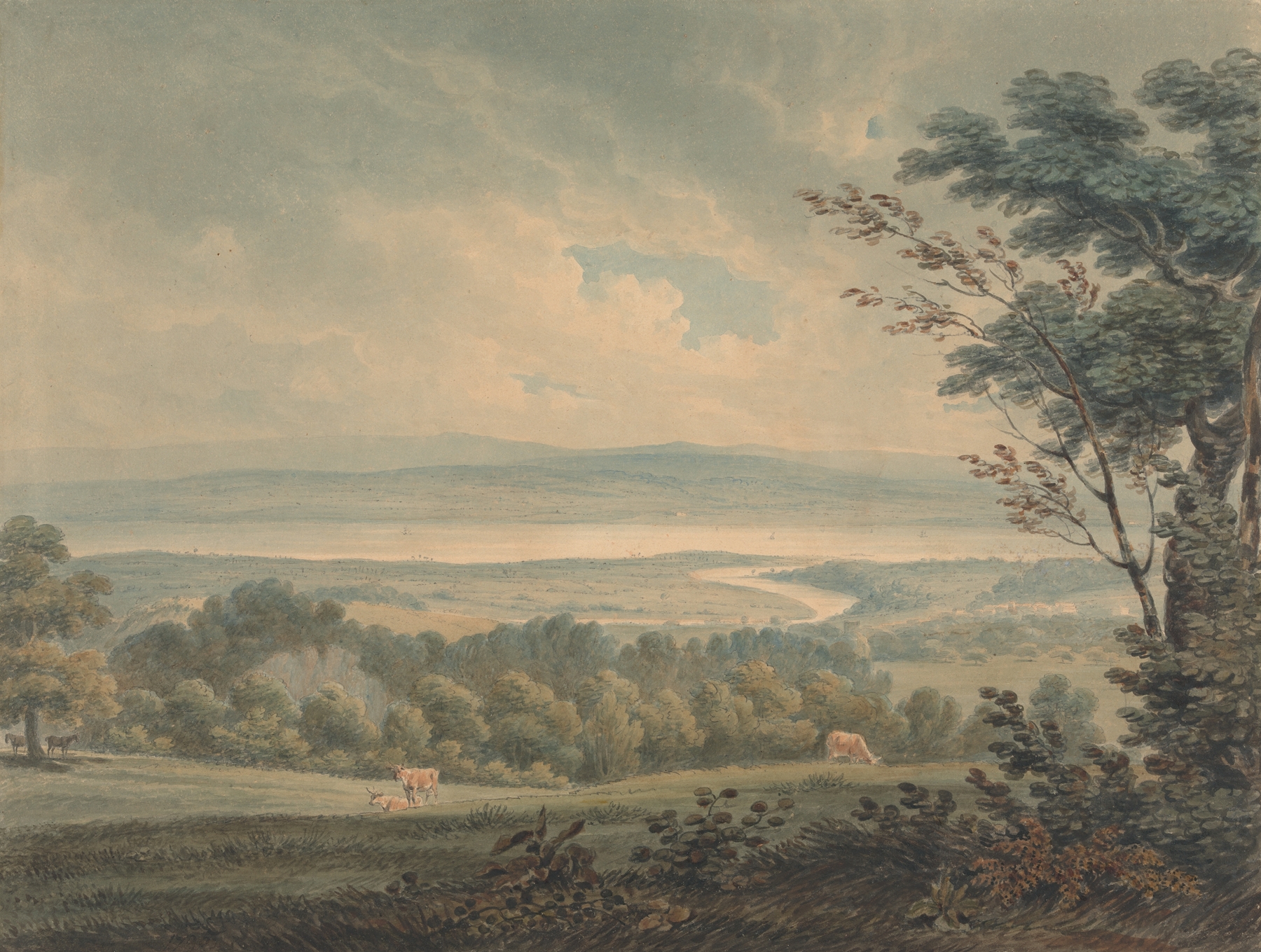 Landscape featuring rivers Severn and Wye by Edward Dayes, oil painting