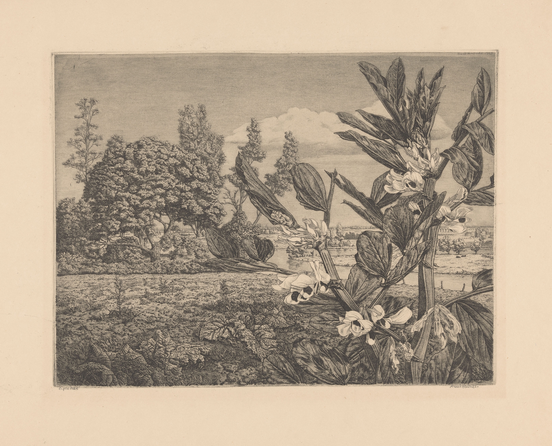 Landschap met bloemen by Arend Hendriks, oil on canvas depicting vibrant flowers in a landscape
