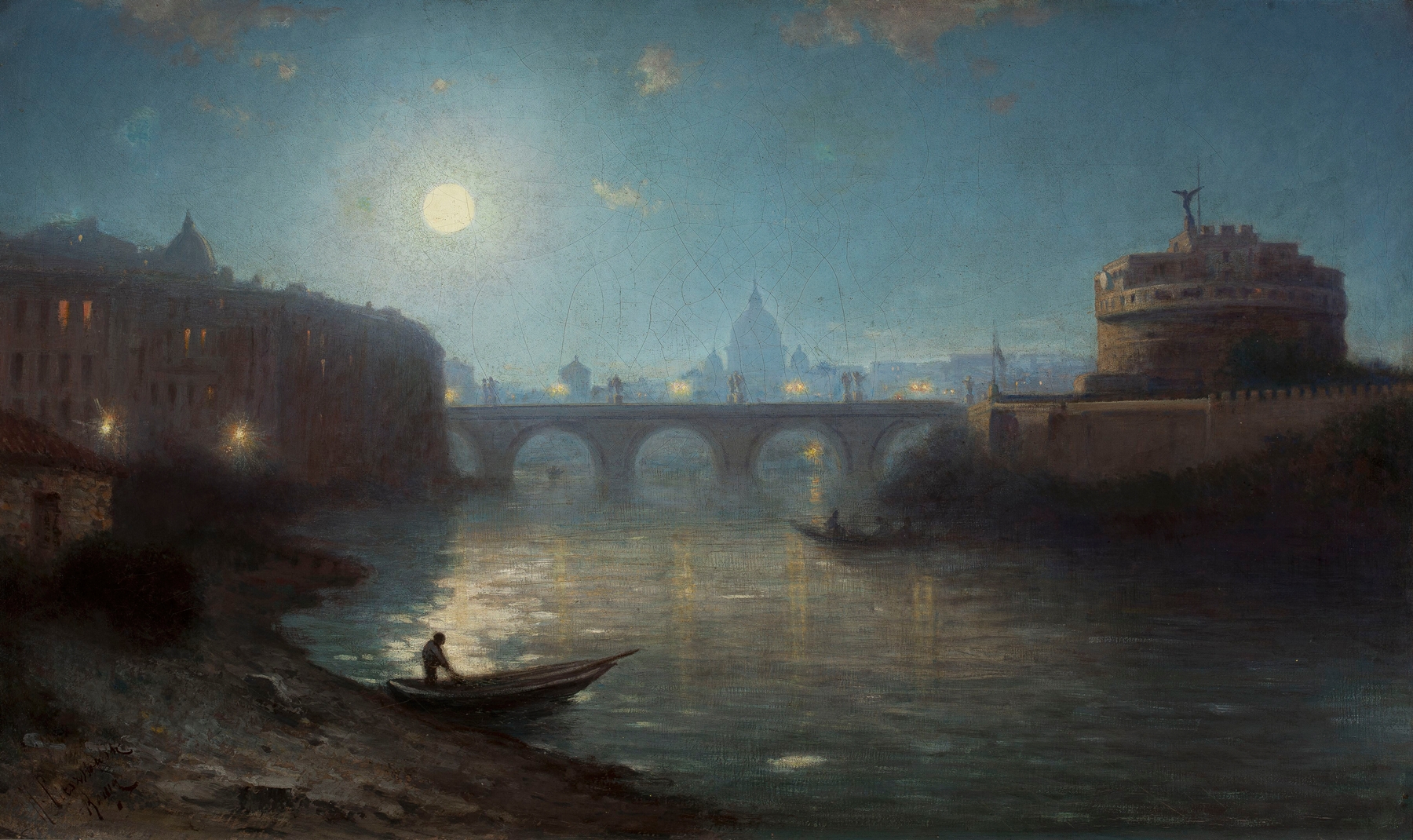 Castel Sant’Angelo in Rome, oil on canvas by Henryk Cieszkowski