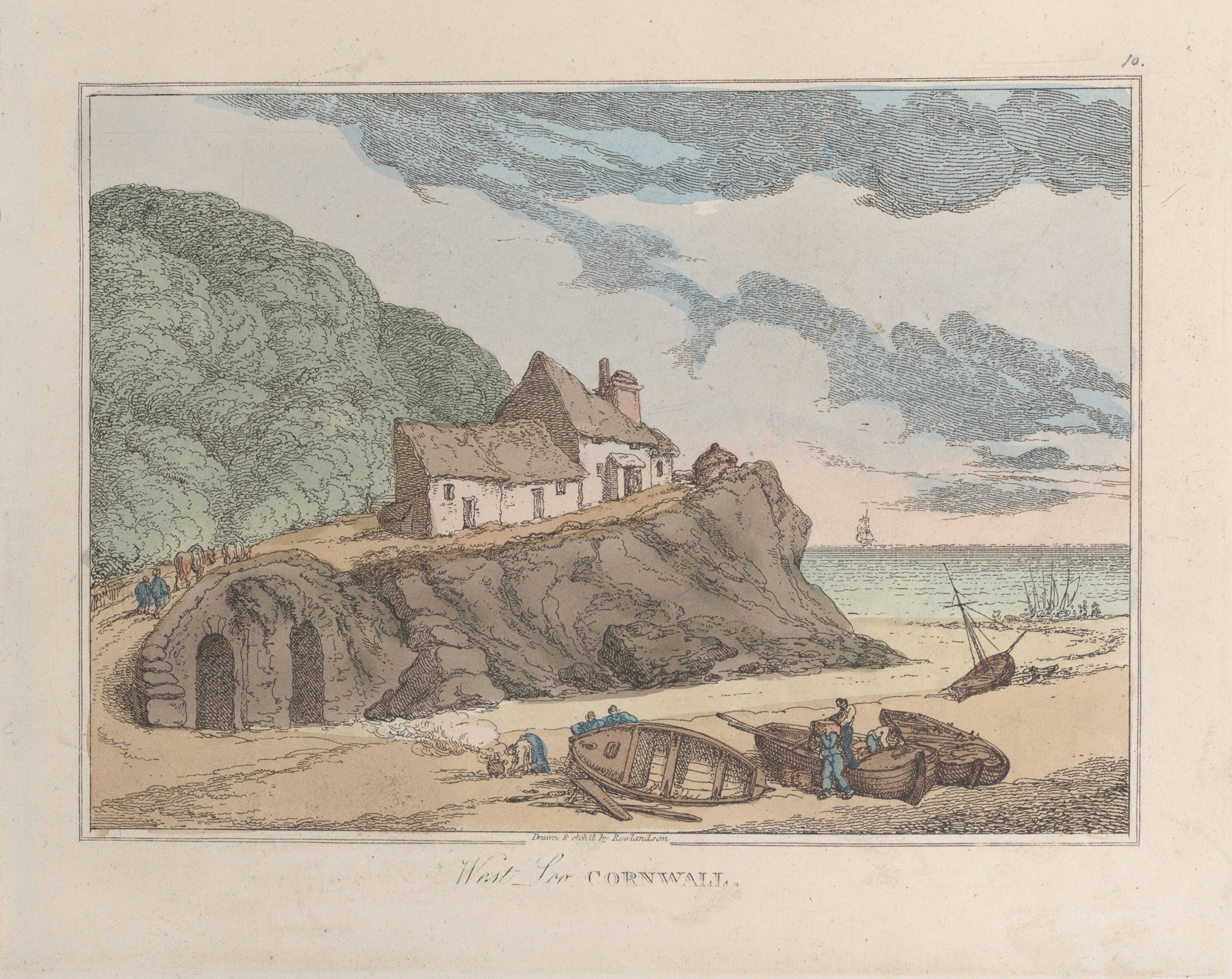 West Loo, Cornwall, by Thomas Rowlandson, public domain