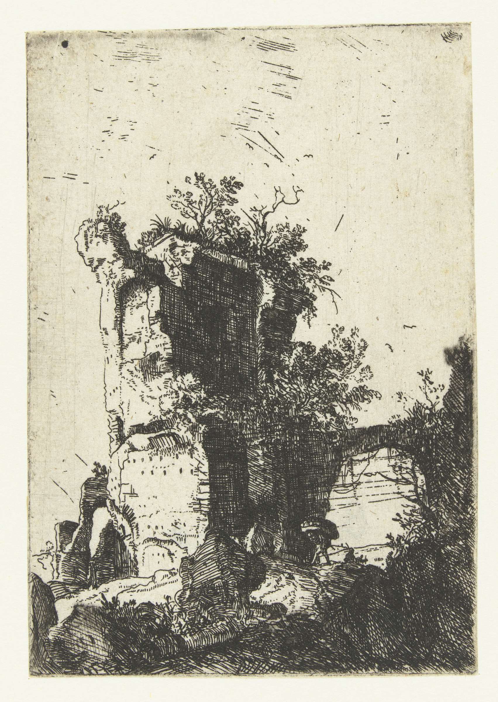 Ruins of San Lorenzo Vecchio landscape etching by Bartholomeus Breenbergh