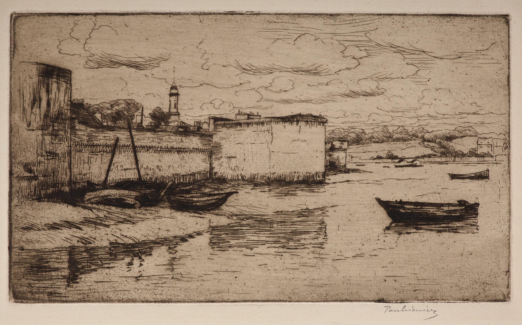 City walls in Concarneau, by Józef Pankiewicz, public domain