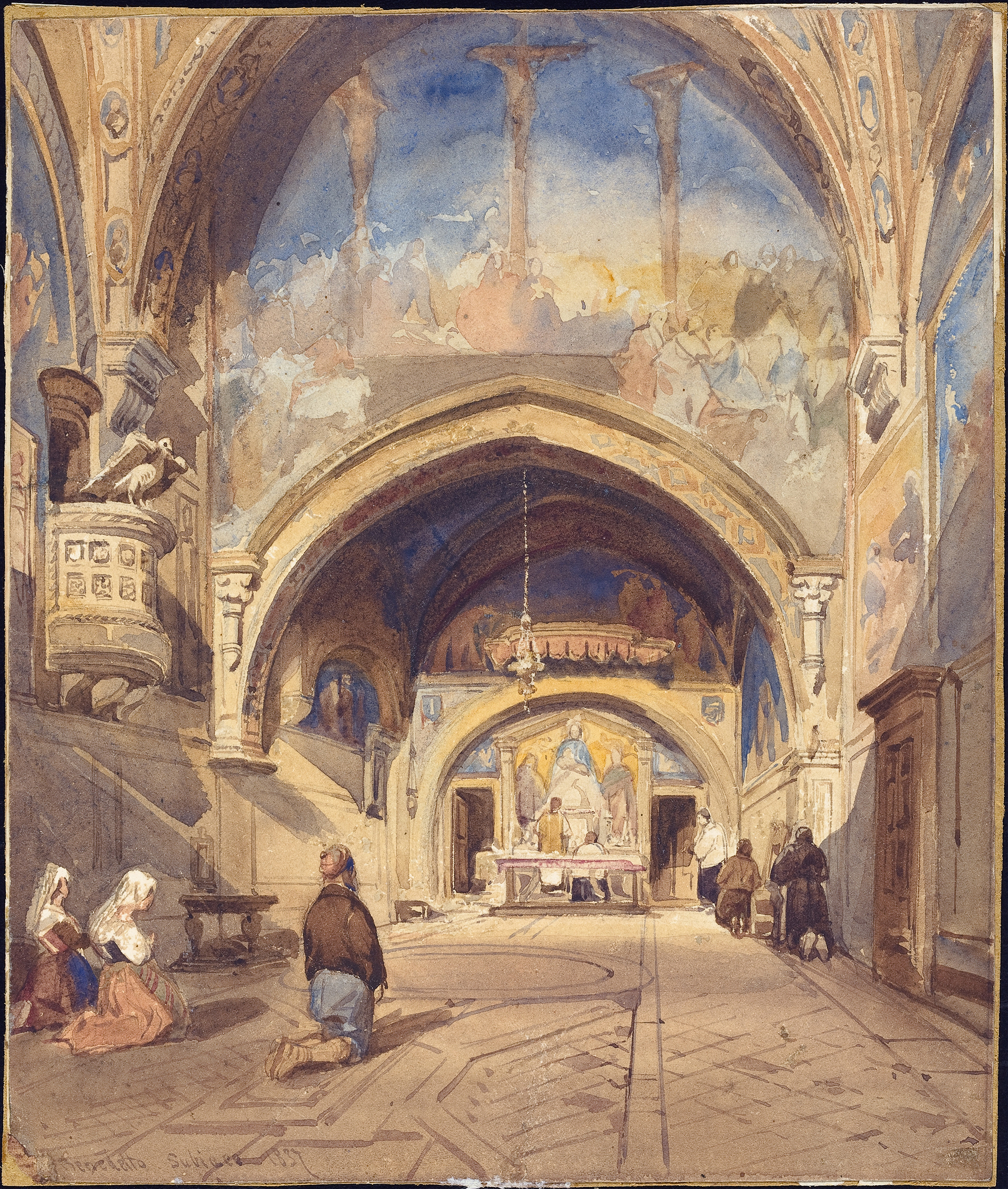 Interior of the Church of San Benedetto, Subiaco by William James Müller, oil painting