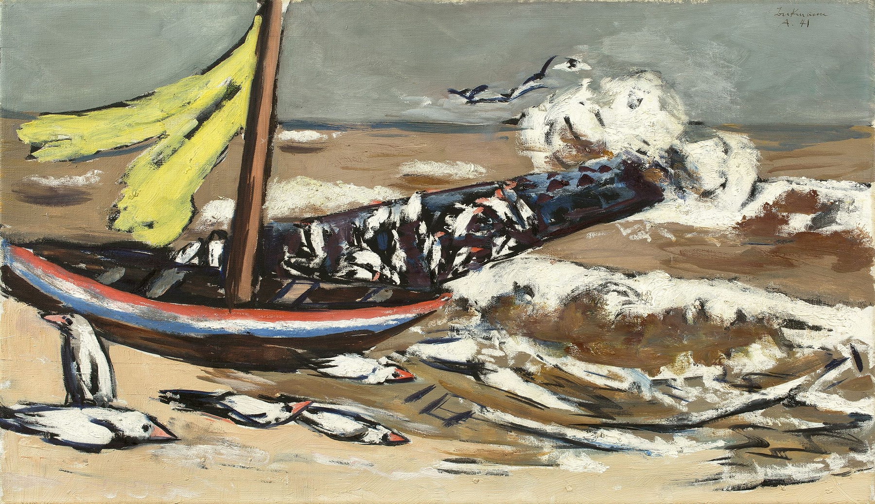 Braunes Meer mit Möwen, by Max Beckmann, public domain