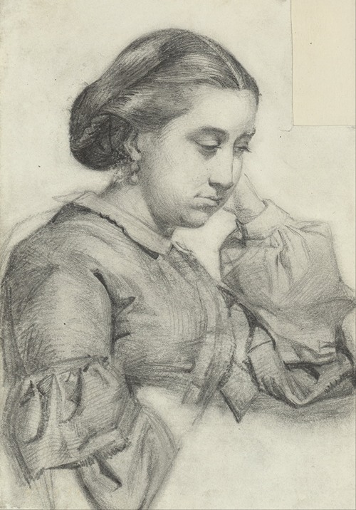 A bust of a young lady captured in a soft and delicate style.