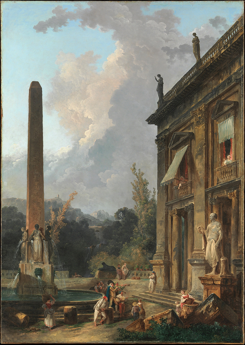 Wandering Minstrels, by Hubert Robert, public domain