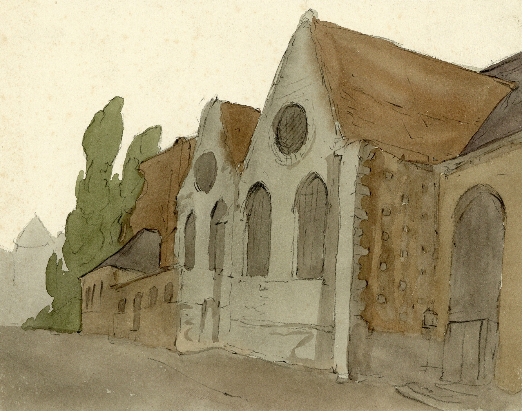 Achterzijde kerk, by Alfred Ost, public domain