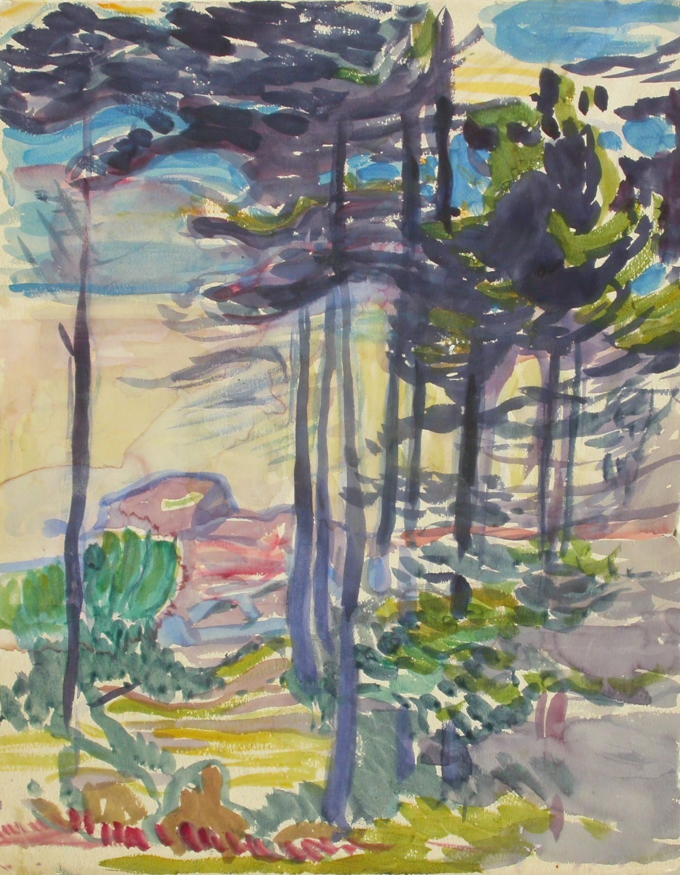 Landscape by Magnus Enckell, featuring a soft gradient and muted earth tones.