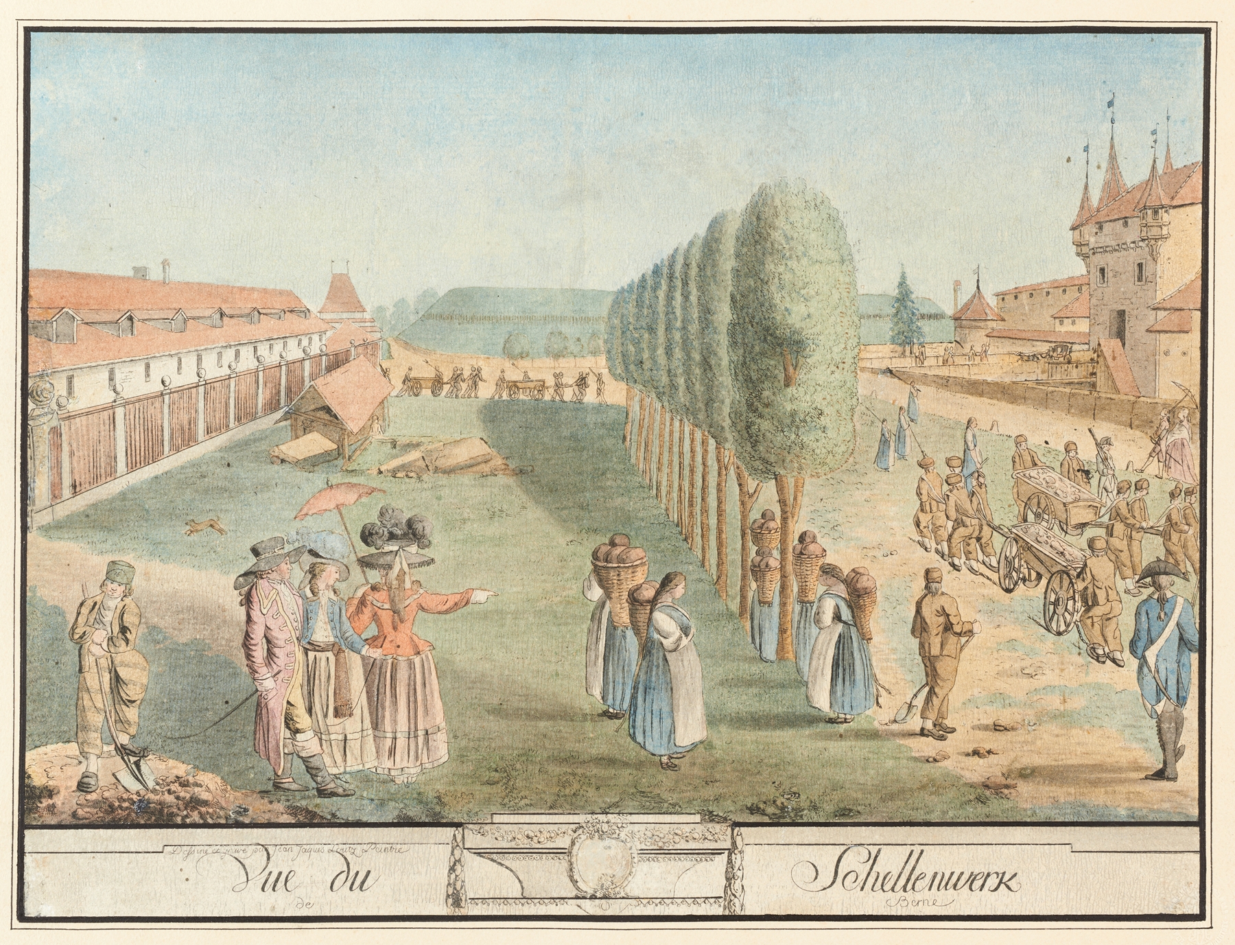 Vue du Schellenwerk de Berne, oil on canvas by Johann Jakob Lutz