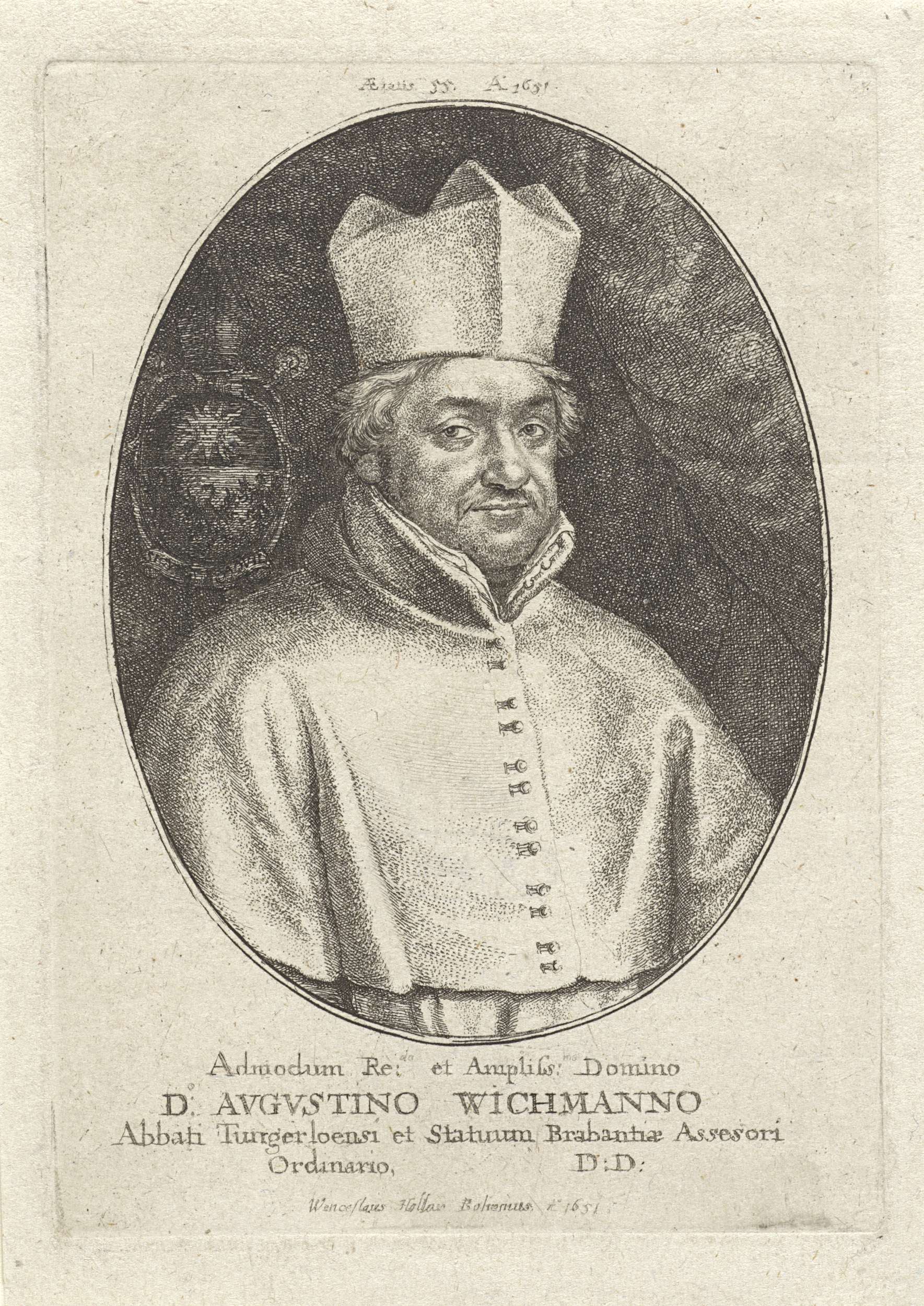 Portrait of Augustinus Wichmans, etching by Wenceslaus Hollar