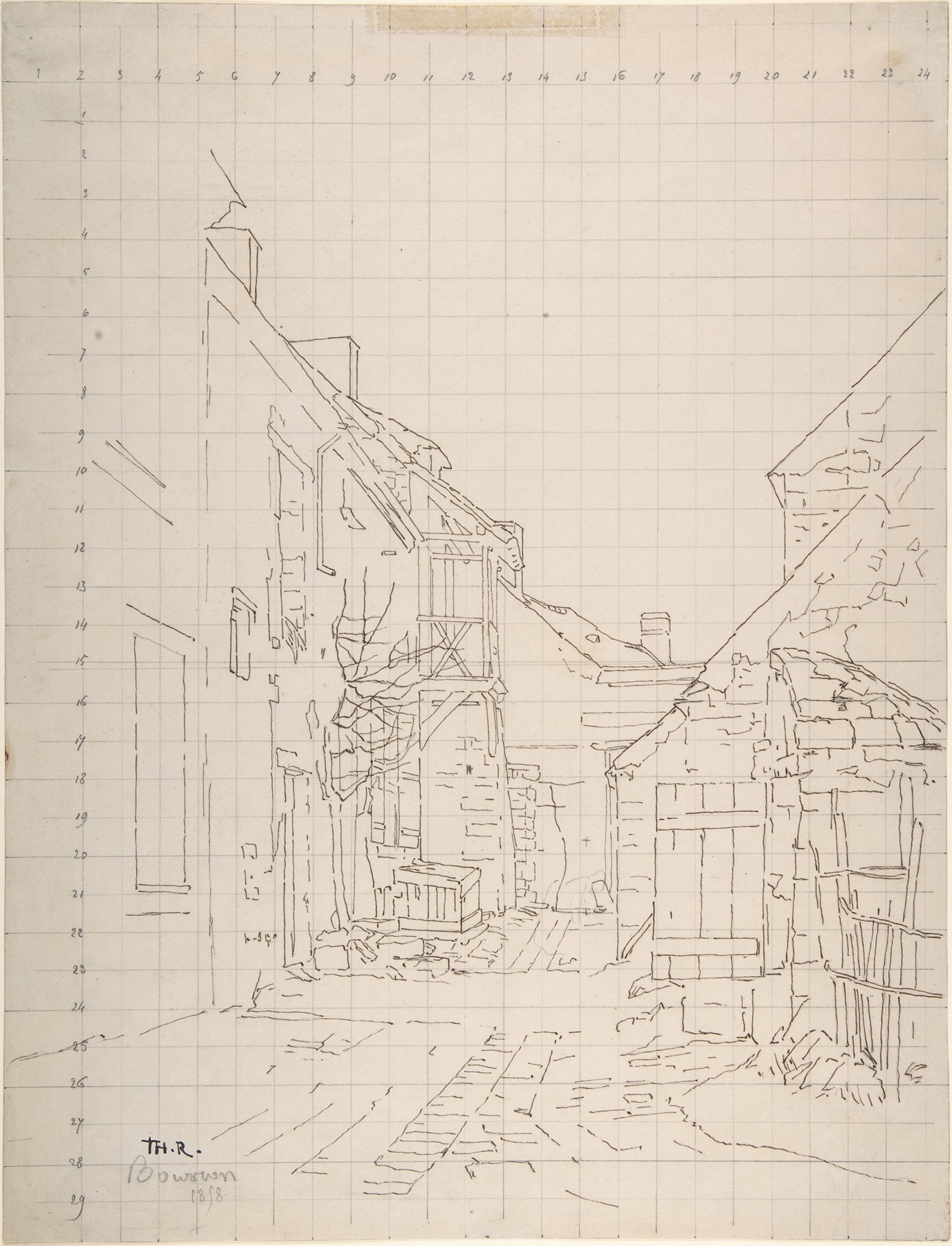 Alleyway between houses, oil on canvas by Théodore Rousseau