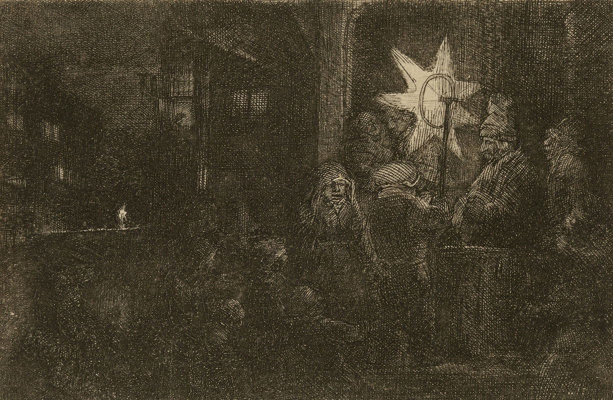 Rembrandt's 'The Star of the Kings' captures a dramatic night scene with rich colors and intricate details.