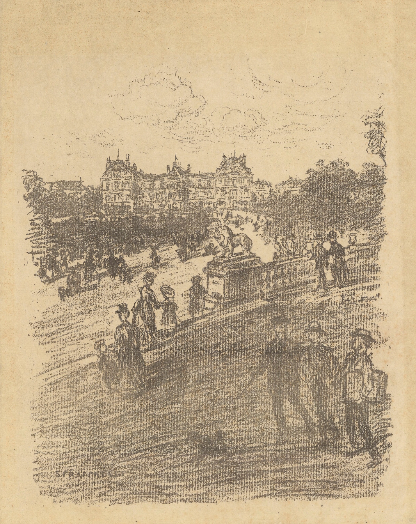 Le jardin du Luxembourg by Jean François Raffaëlli, oil on canvas, depicting a serene garden path.
