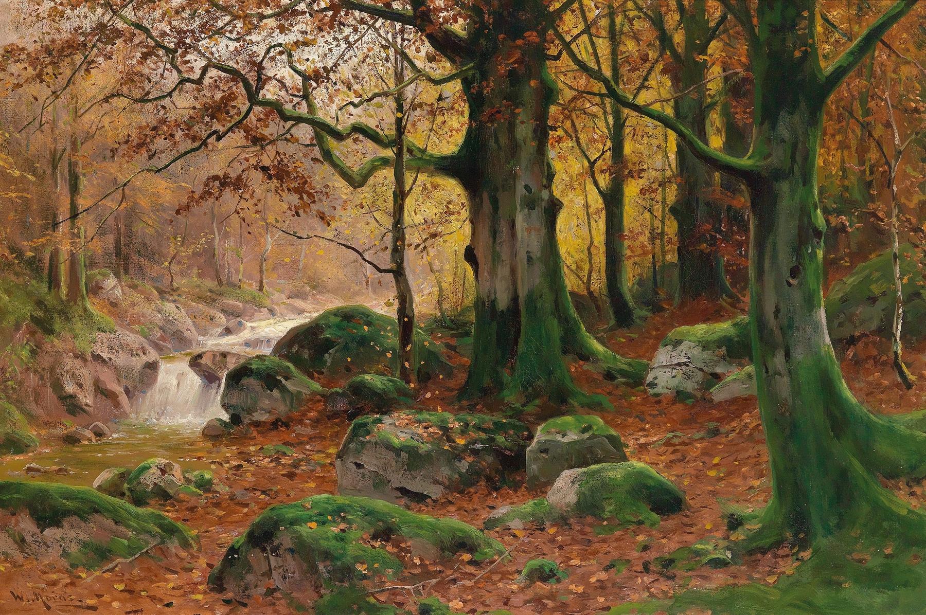 Herbstliche Waldlandschaft, by Walter Moras, public domain