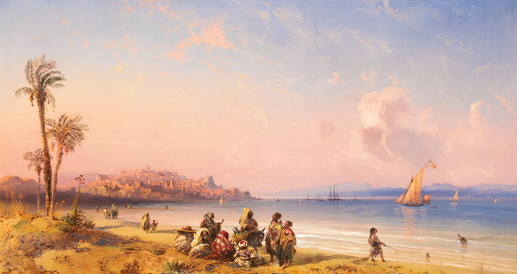 Marine scene with azure waters and waves by Carlo Bossoli, oil on canvas