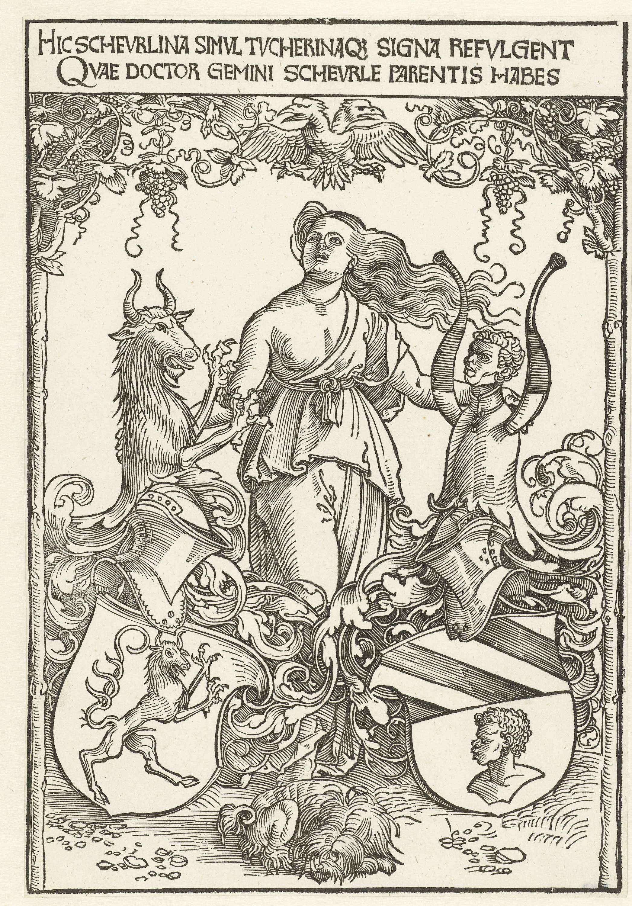 Coats of arms of Scheurl and Tucher families, paper by Albrecht Dürer