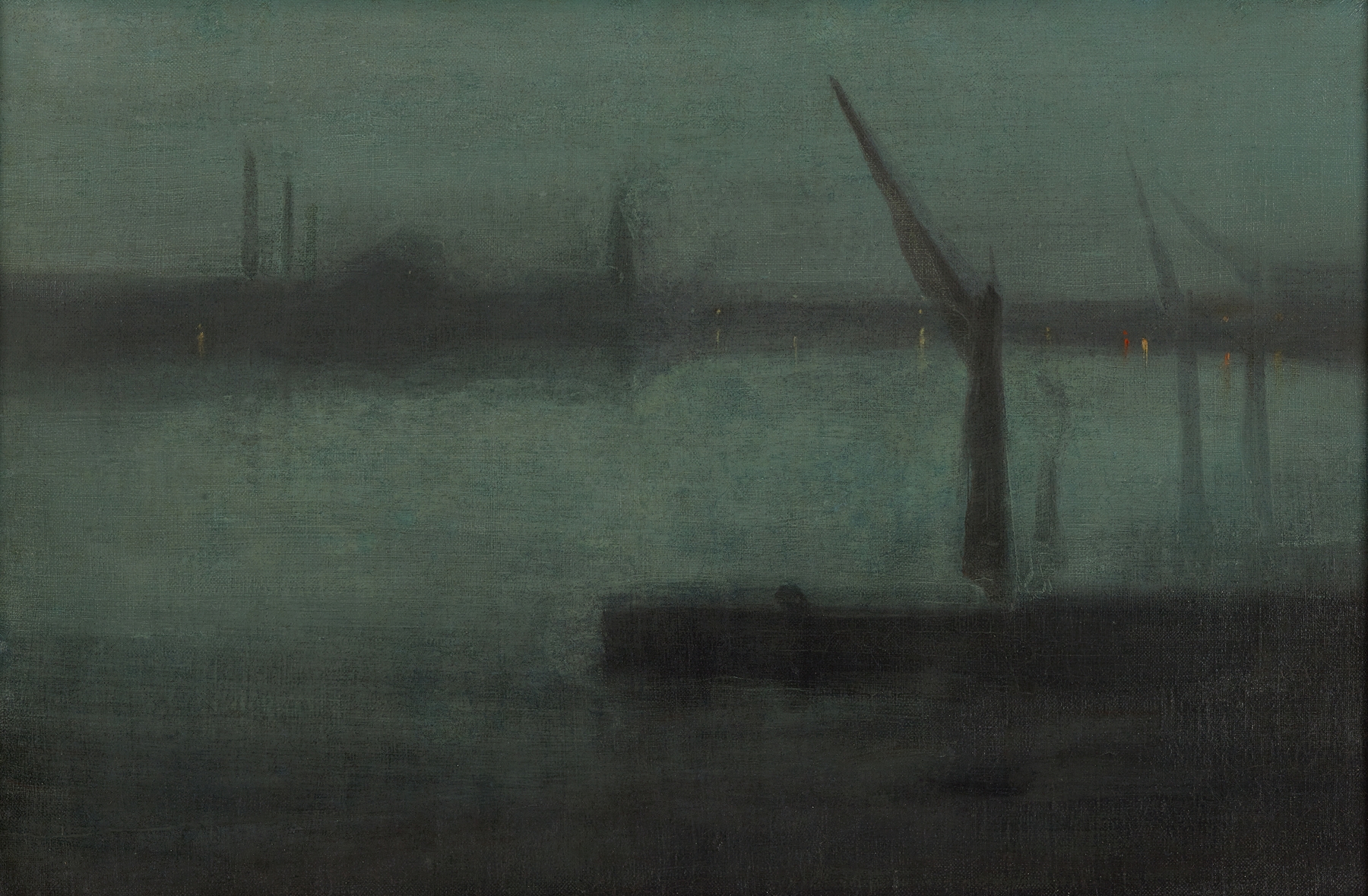 Nocturne: Blue and Silver–Battersea Reach, by James Abbott McNeill Whistler, public domain