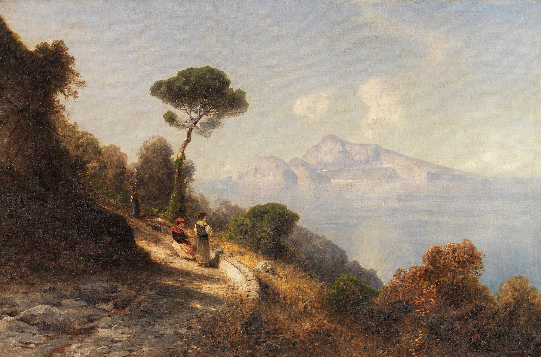 Italienische Küstenlandschaft, im Hintergrund die Berge von Capri, by Ascan Lutteroth, public domain