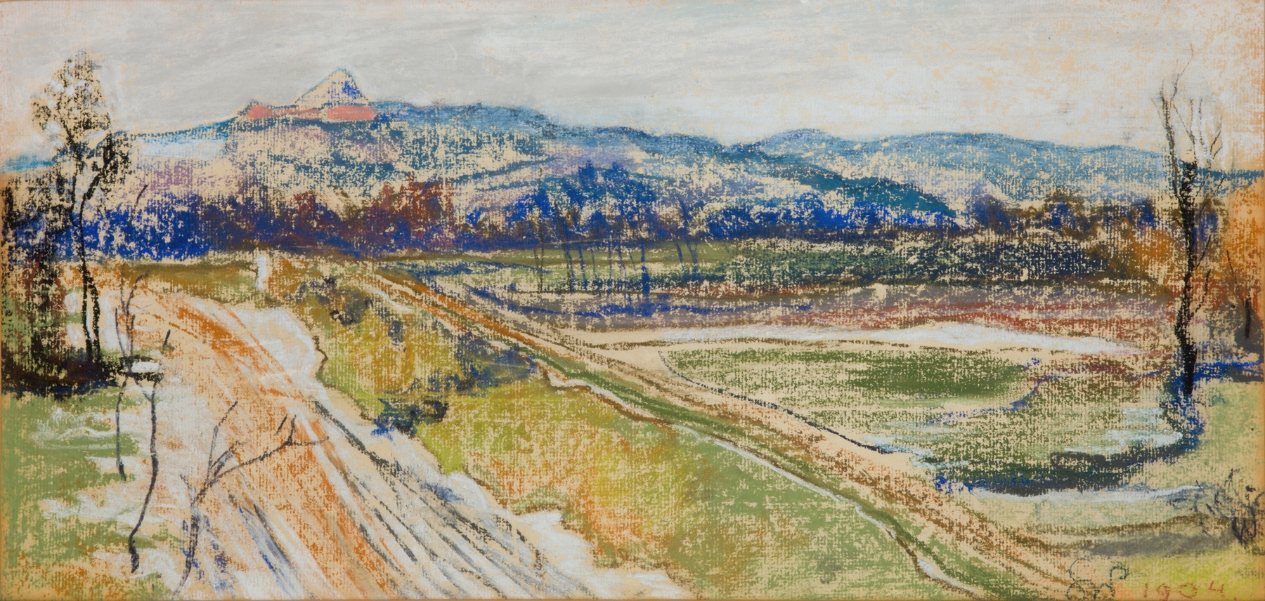 View of the Kościuszko Mound in Krakow, oil on canvas by Stanisław Wyspiański