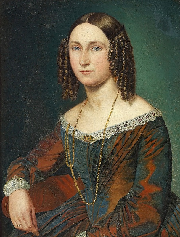 Portrait of a young woman with snake curls by Wilhelm Marstrand.