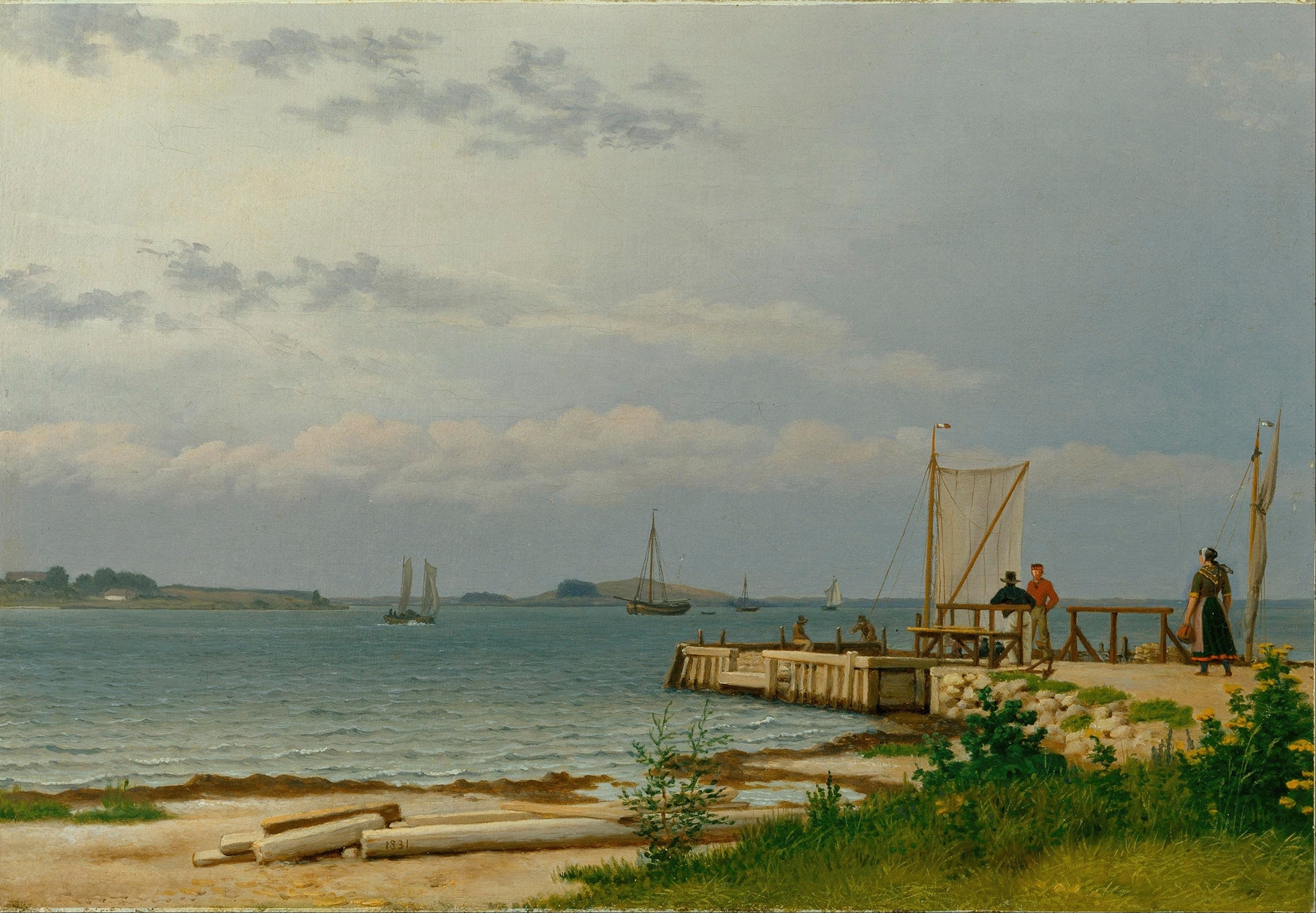 View towards Koster from the jetty at Kallehave, oil painting by Christoffer Wilhelm Eckersberg