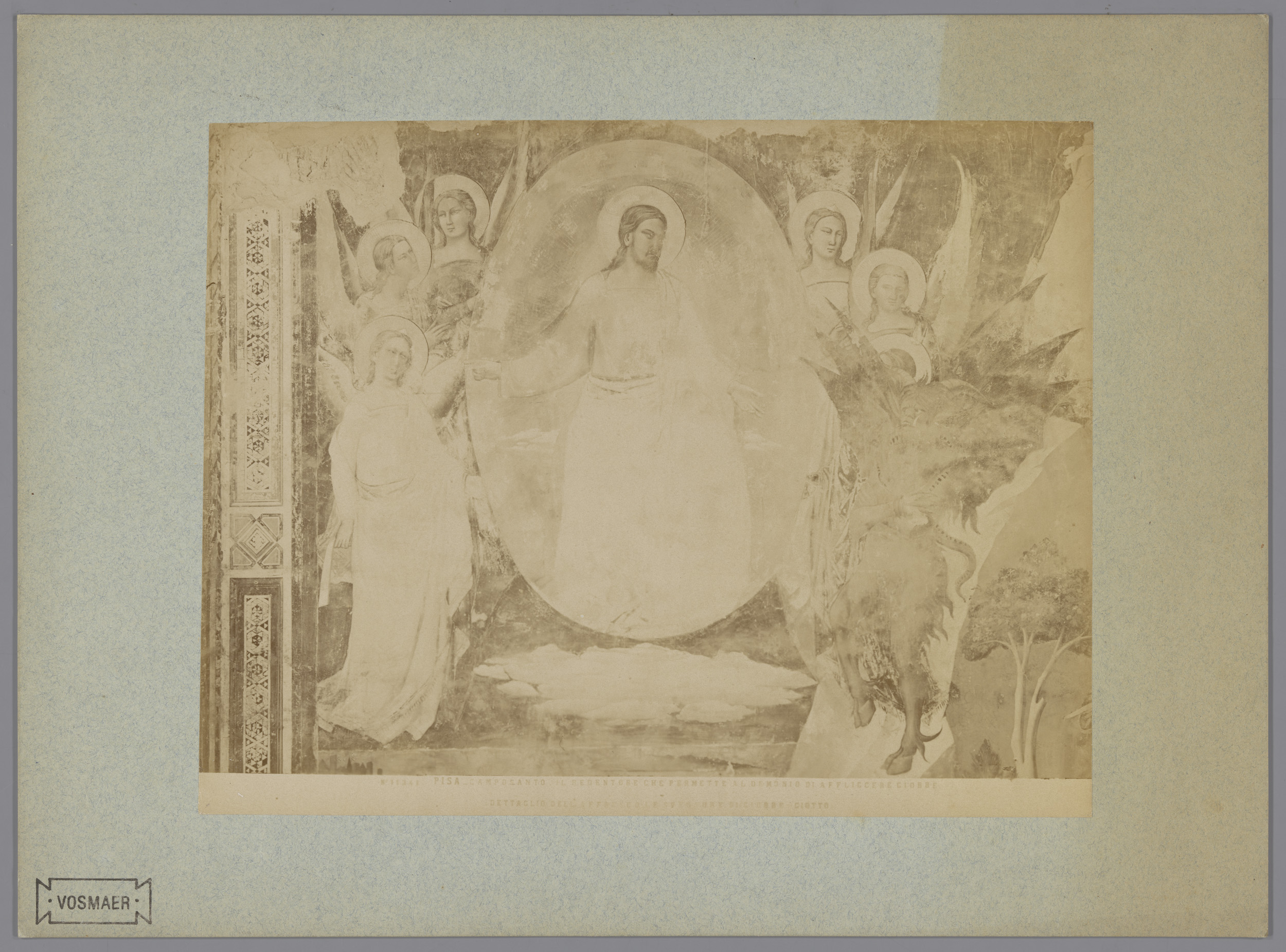Fotoreproductie van een detail van het fresco De rampspoed van Job door Taddeo Gaddi in het Camposanto te Pisa, Italië, by Fratelli Alinari, public domain