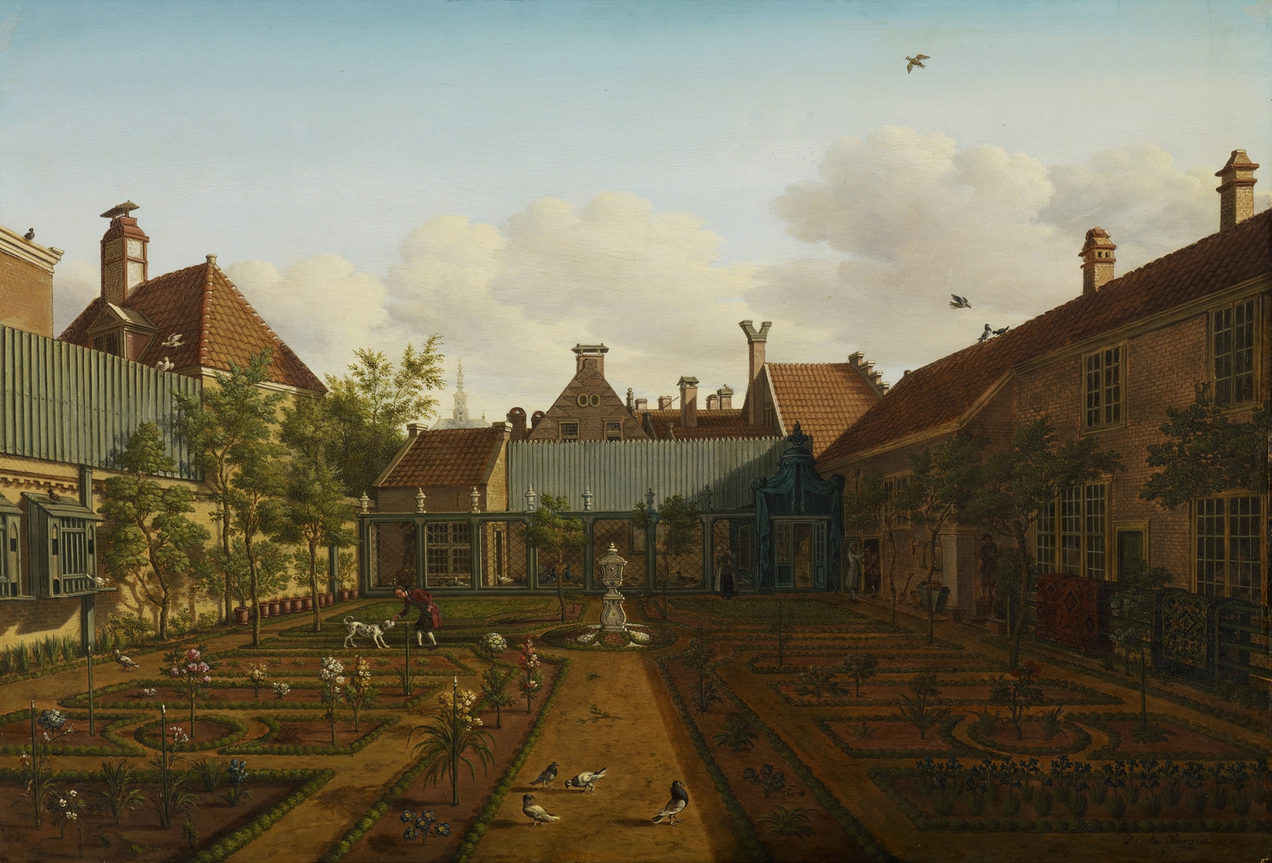 View of a town house garden in The Hague, oil on canvas by Paulus Constantijn la Fargue