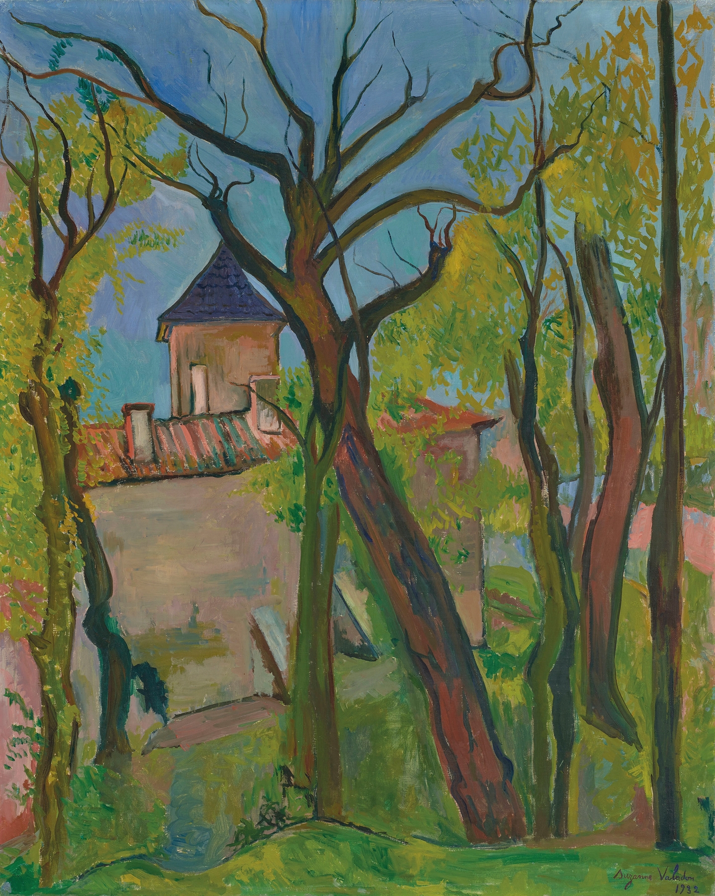 Paysage à Saint-Bernard by Suzanne Valadon, oil on canvas depicting lush greenery and dappled light.