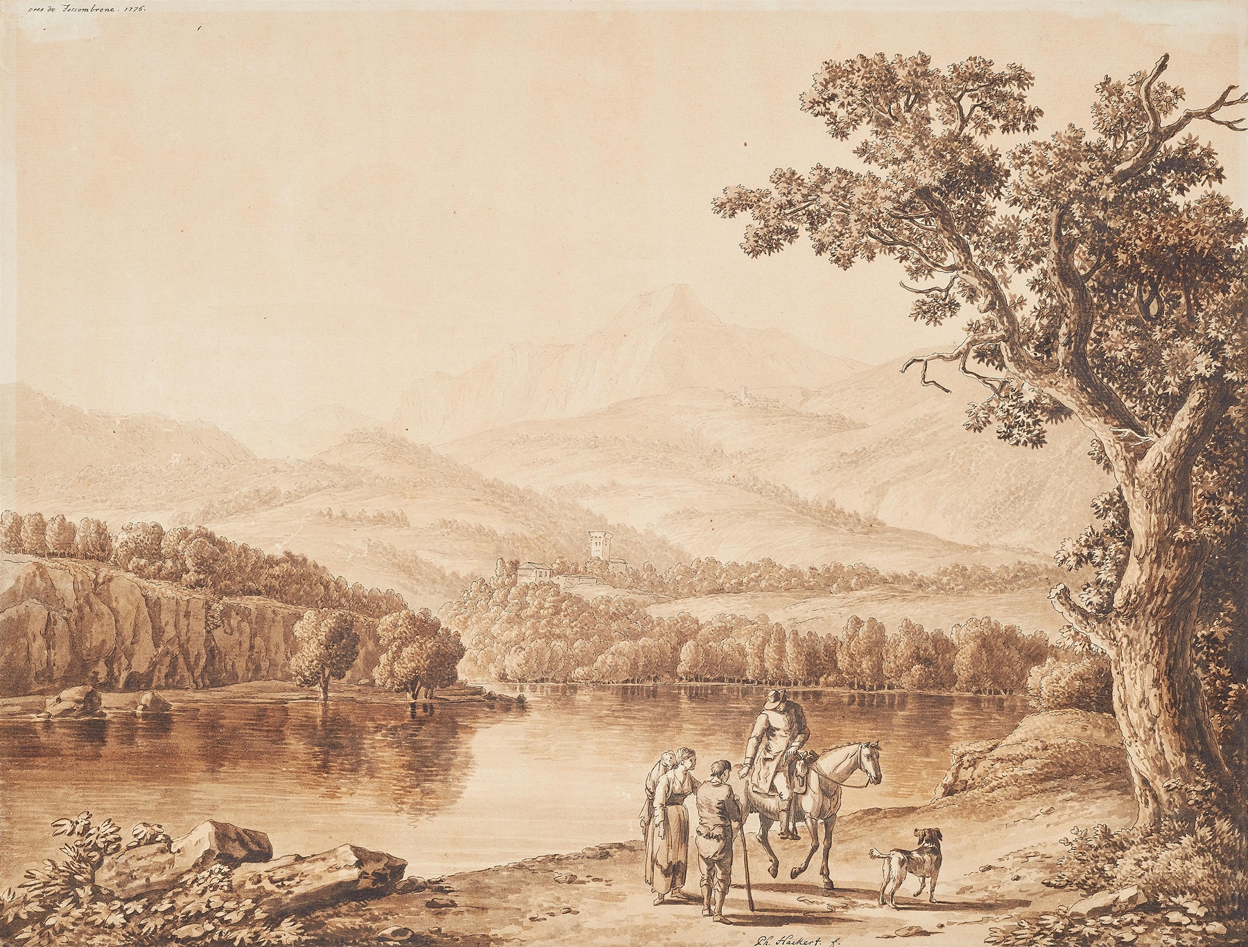 Landschaft bei Fossombrone, by Jacob Philipp Hackert, public domain