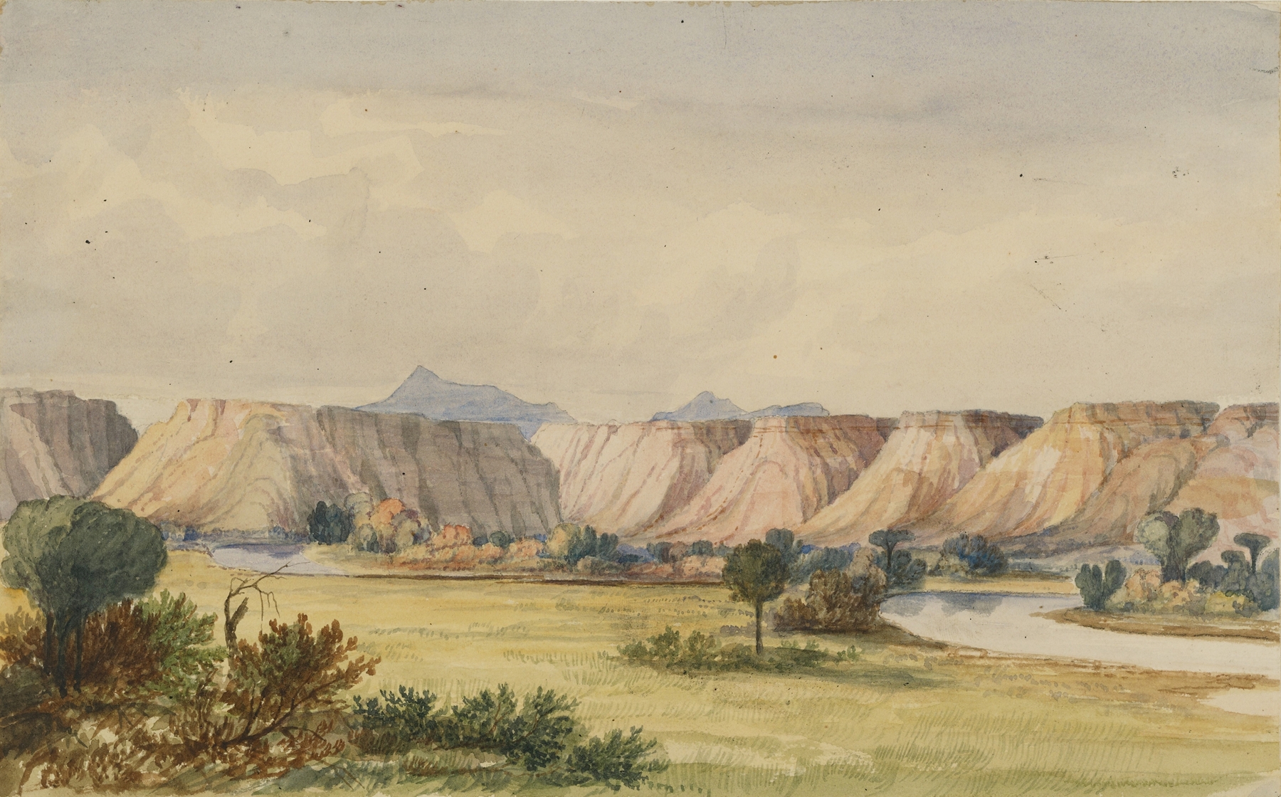 Teton Valley landscape by John Mix Stanley, depicting mountains and forest in oil painting
