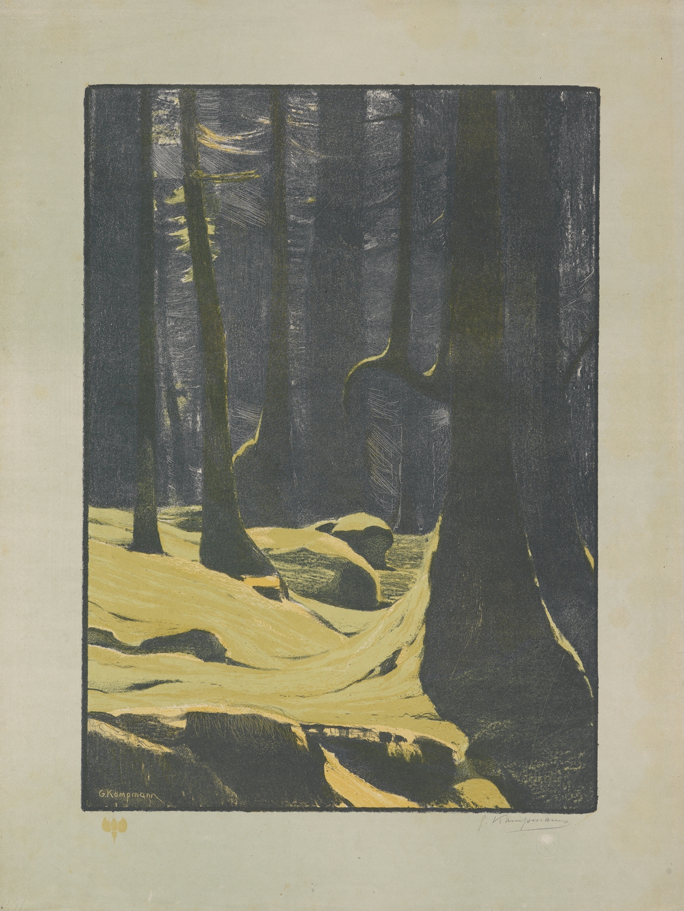 Landscape in Post-Impressionism style by Gustav Kampmann