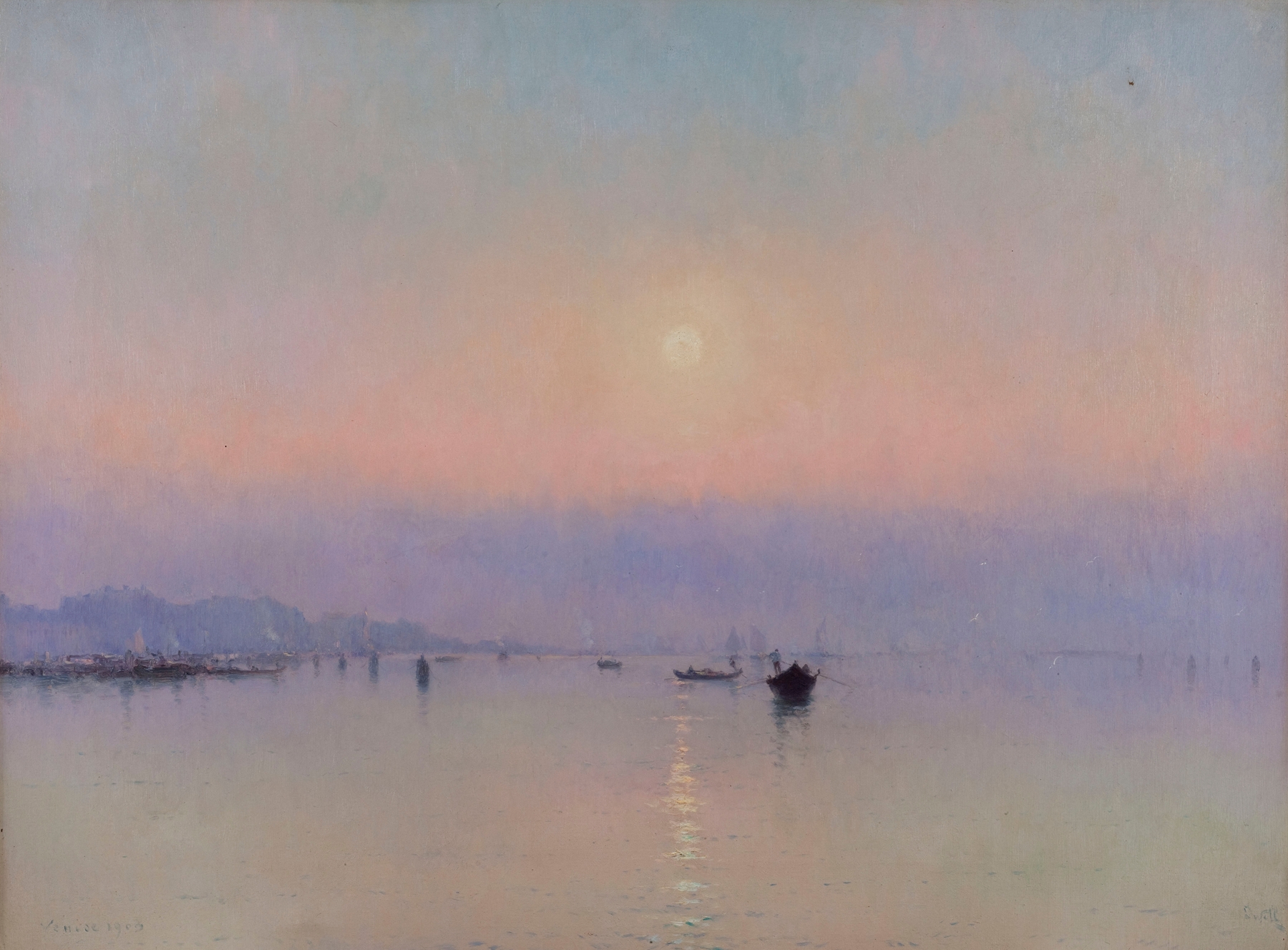 Landscape with violet tones, oil painting by Marie-Joseph-Leon Clavel