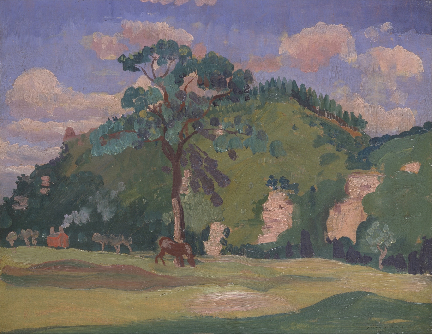 Landscape with a Grazing Horse, oil on canvas by James Dickson Innes