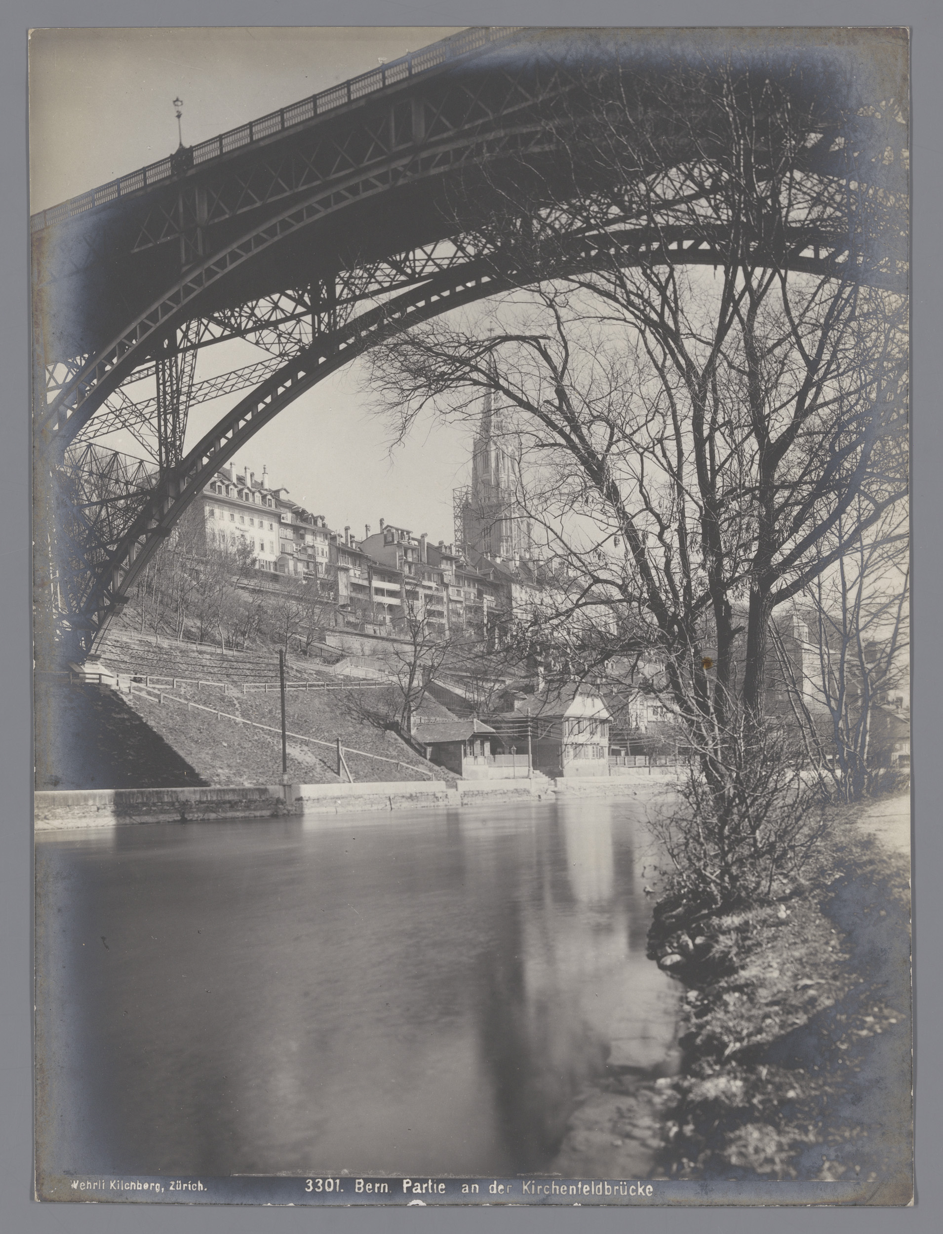 Kirchenfeldbrücke over the Aare, gelatin silver print by Gebrüder Wehrli
