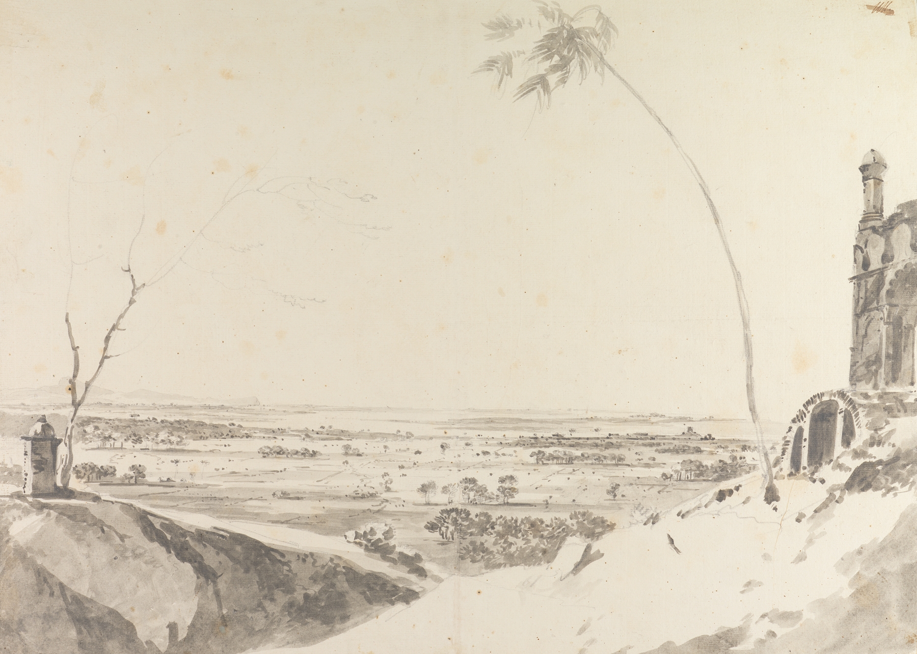 Landscape ink drawing by William Hodges