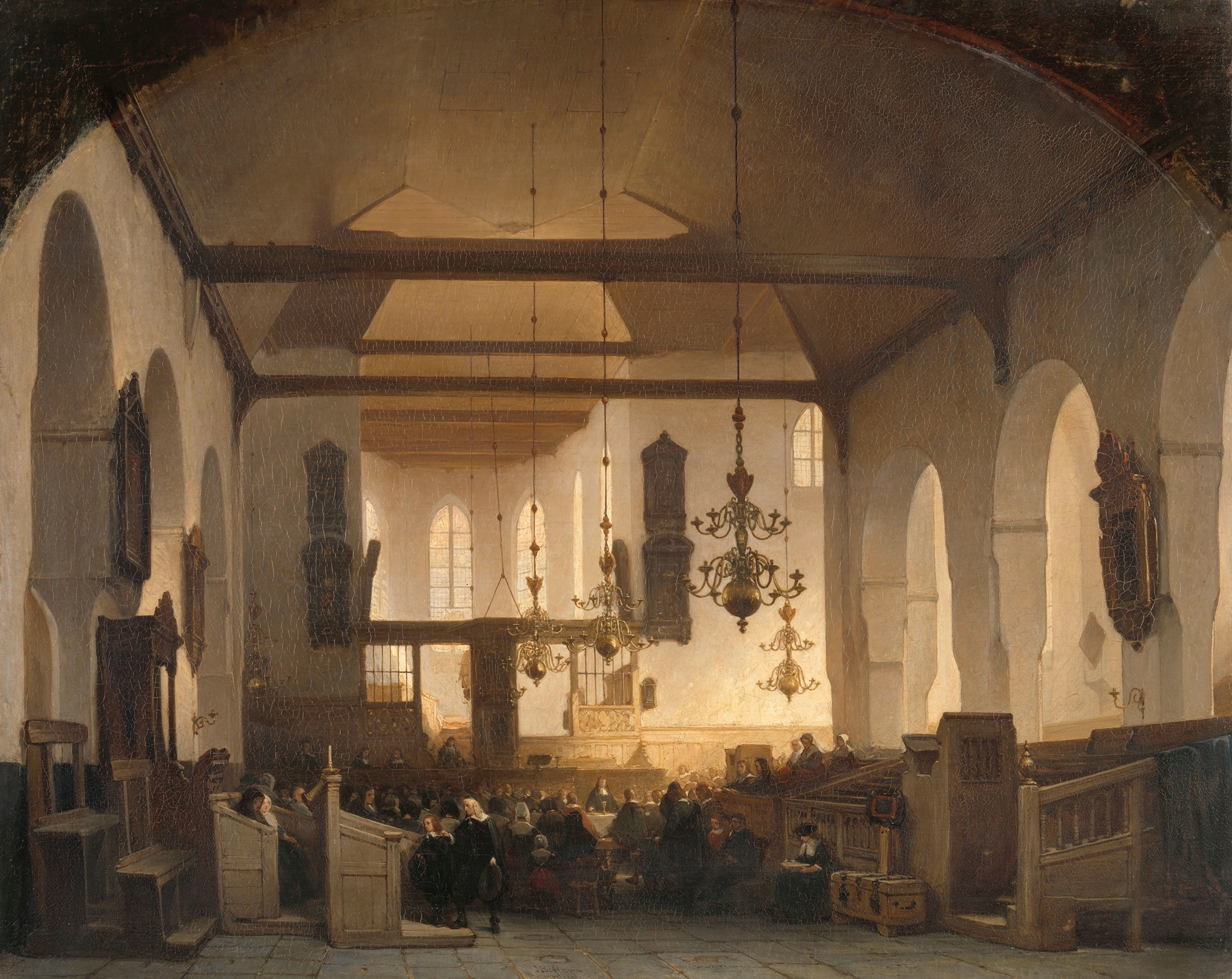 A Service in the Geertekerk, Utrecht, by Johannes Bosboom, public domain