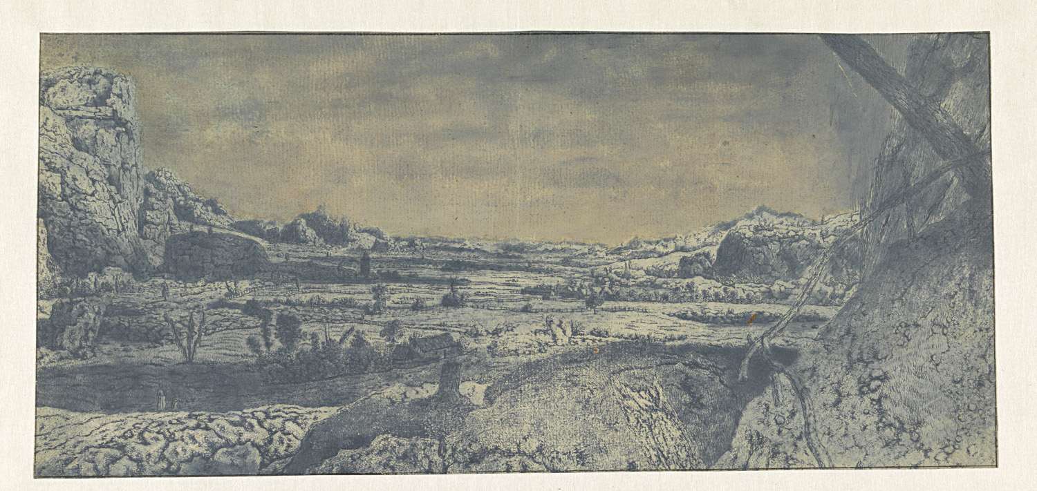 Mountain Valley with Fenced Fields, by Hercules Segers, public domain