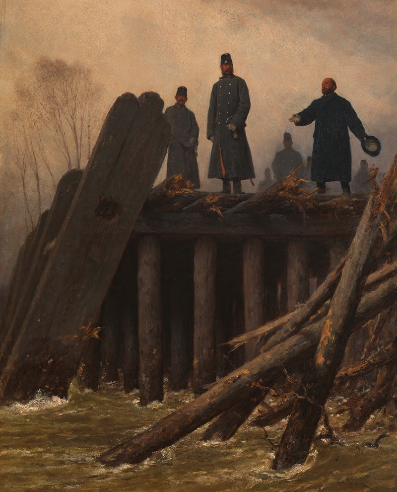 A landscape painting depicting a flood in February by August von Pettenkofen.